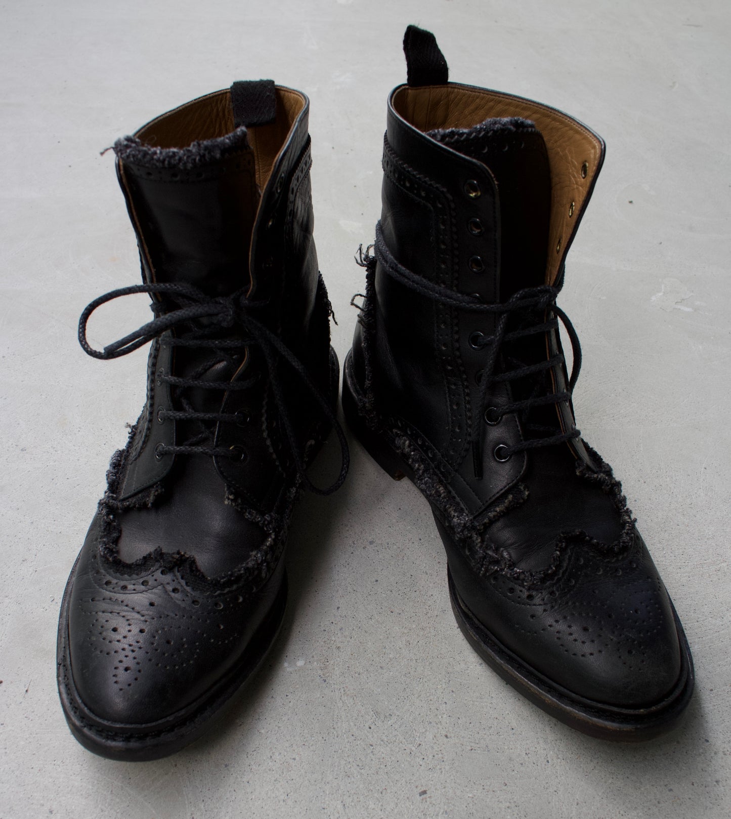 MiharaYasuhiro Early 00s Distressed Wing-tip Brogue Leather Laced-up Boots