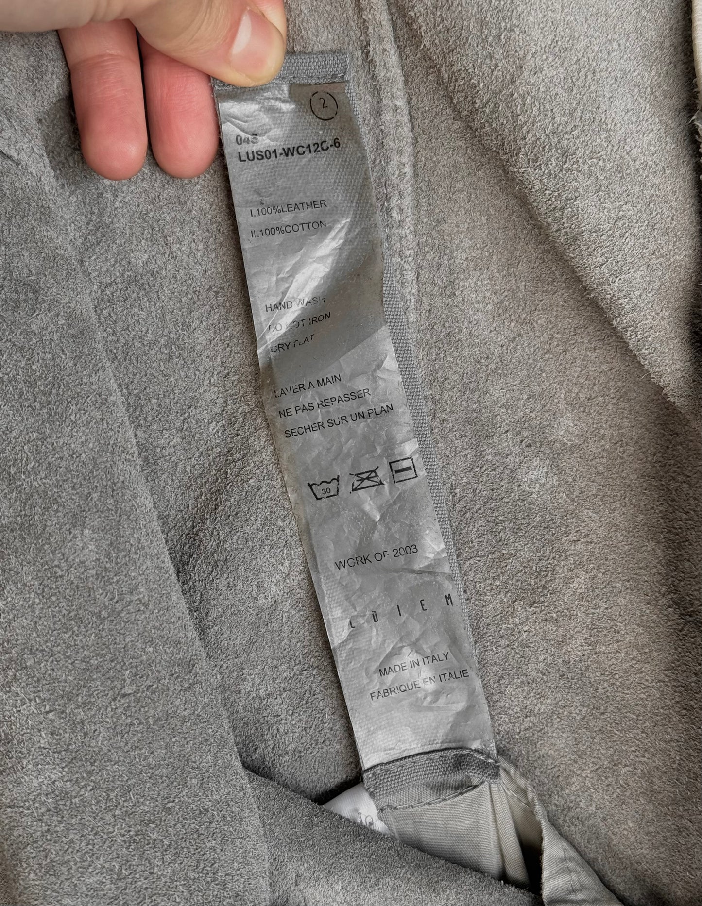 Capre Diem SS04 Grey Washable Cowhide Wrinkle Leather Shirt
