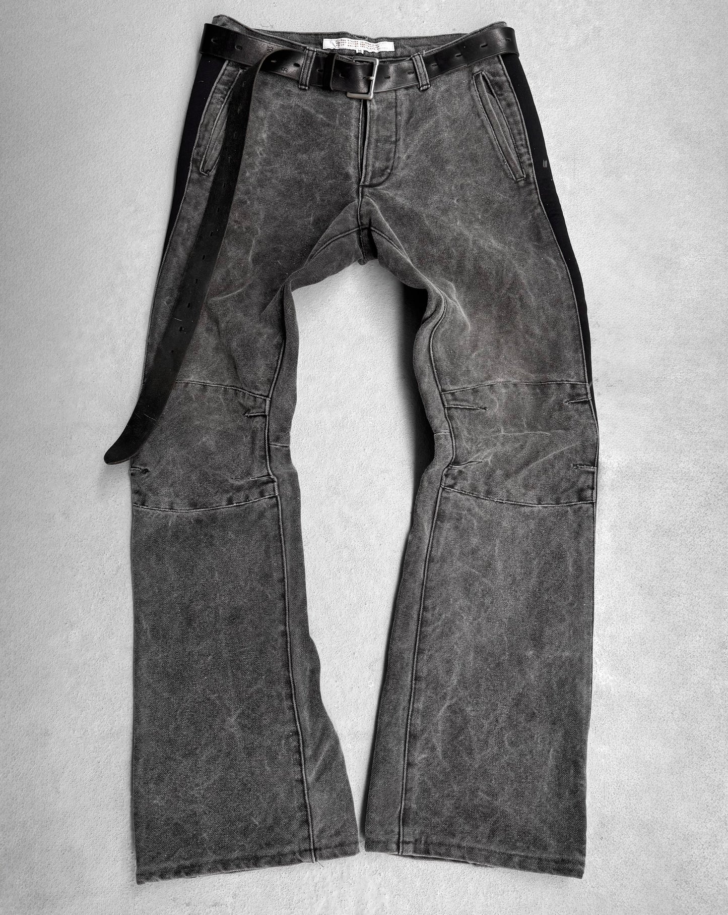 RipVanWinkle Early 00s Articulated Knee Bootcut Flare Elastic Denim