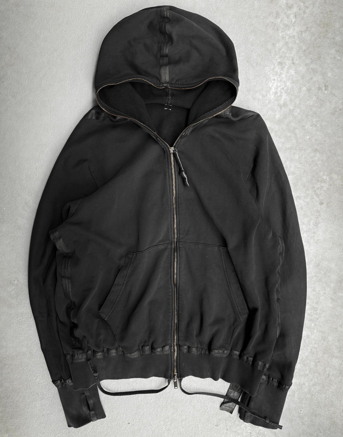 Isaac Sellam : “Experience” Rubberized Seams Cotton Zip-up Hoodie