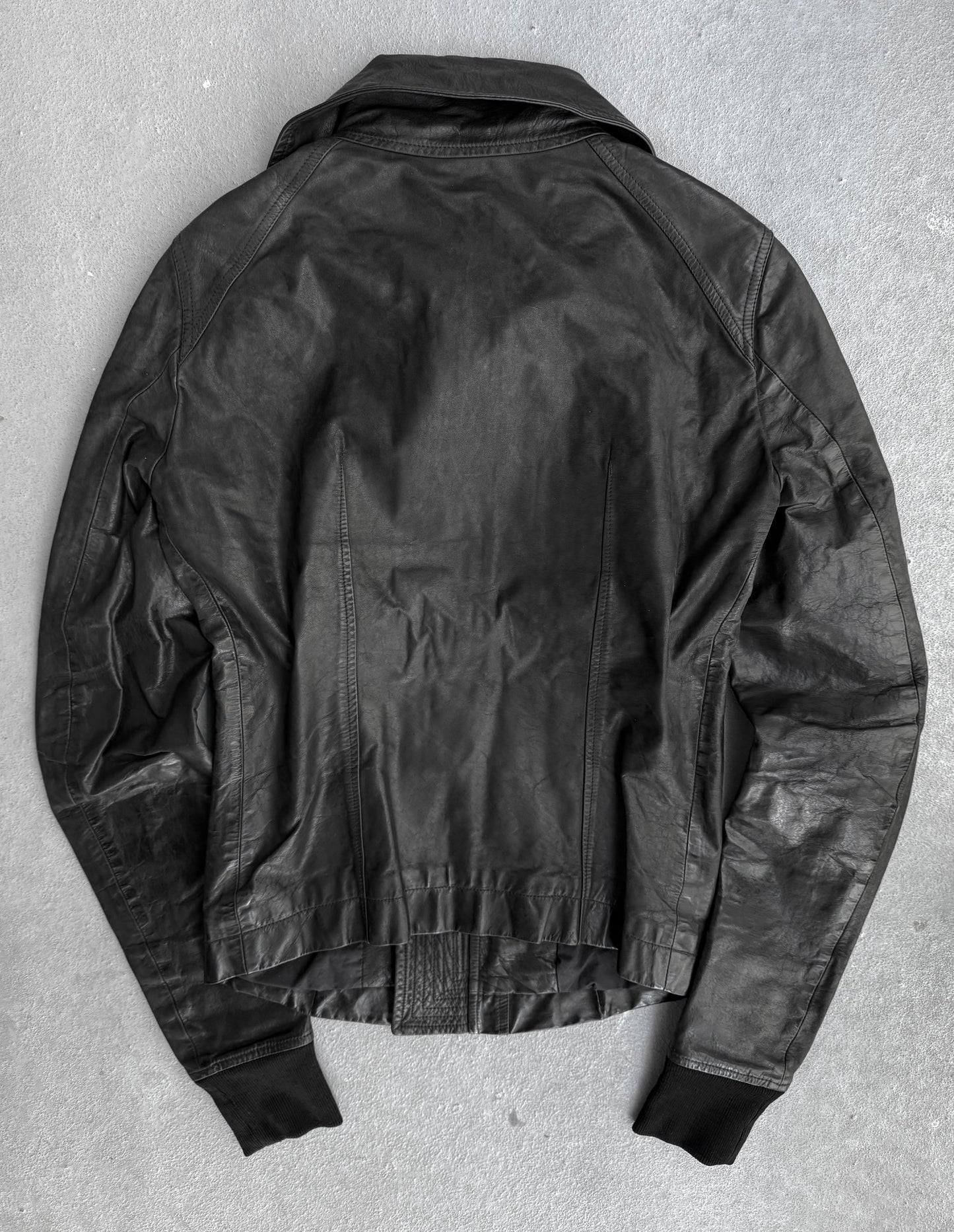 Rick Owens AW13 "PLINTH" High Neck Intarsia Calf Leather Jacket