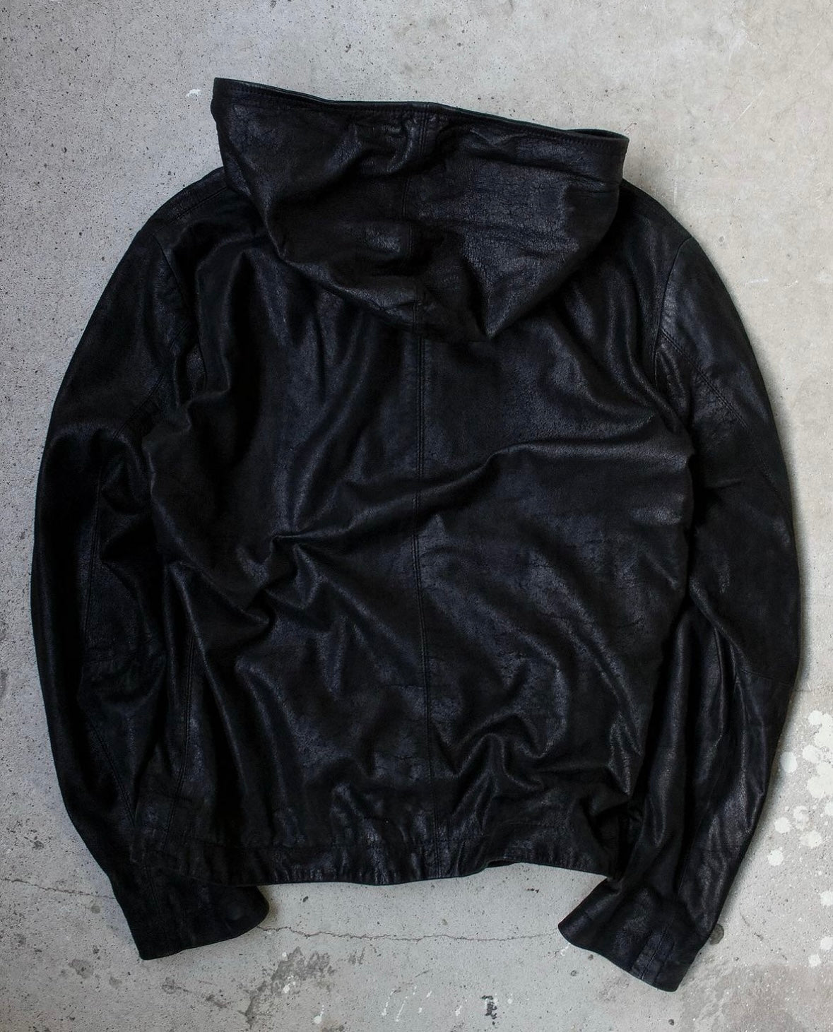10sei0otto Waxed Sheep Leather Hooded Jacket