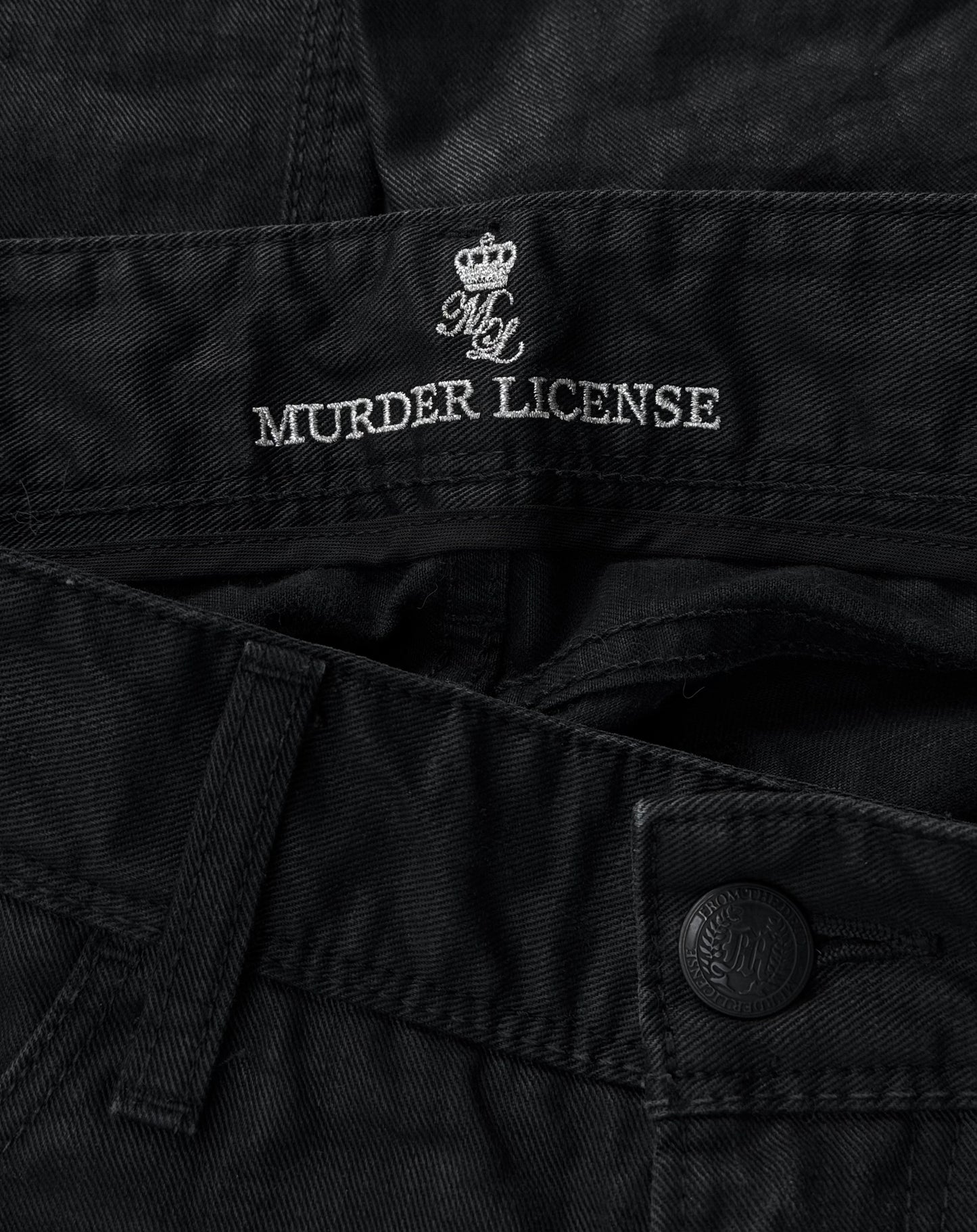Murder License Early 00s Waxed Black Flare Denim