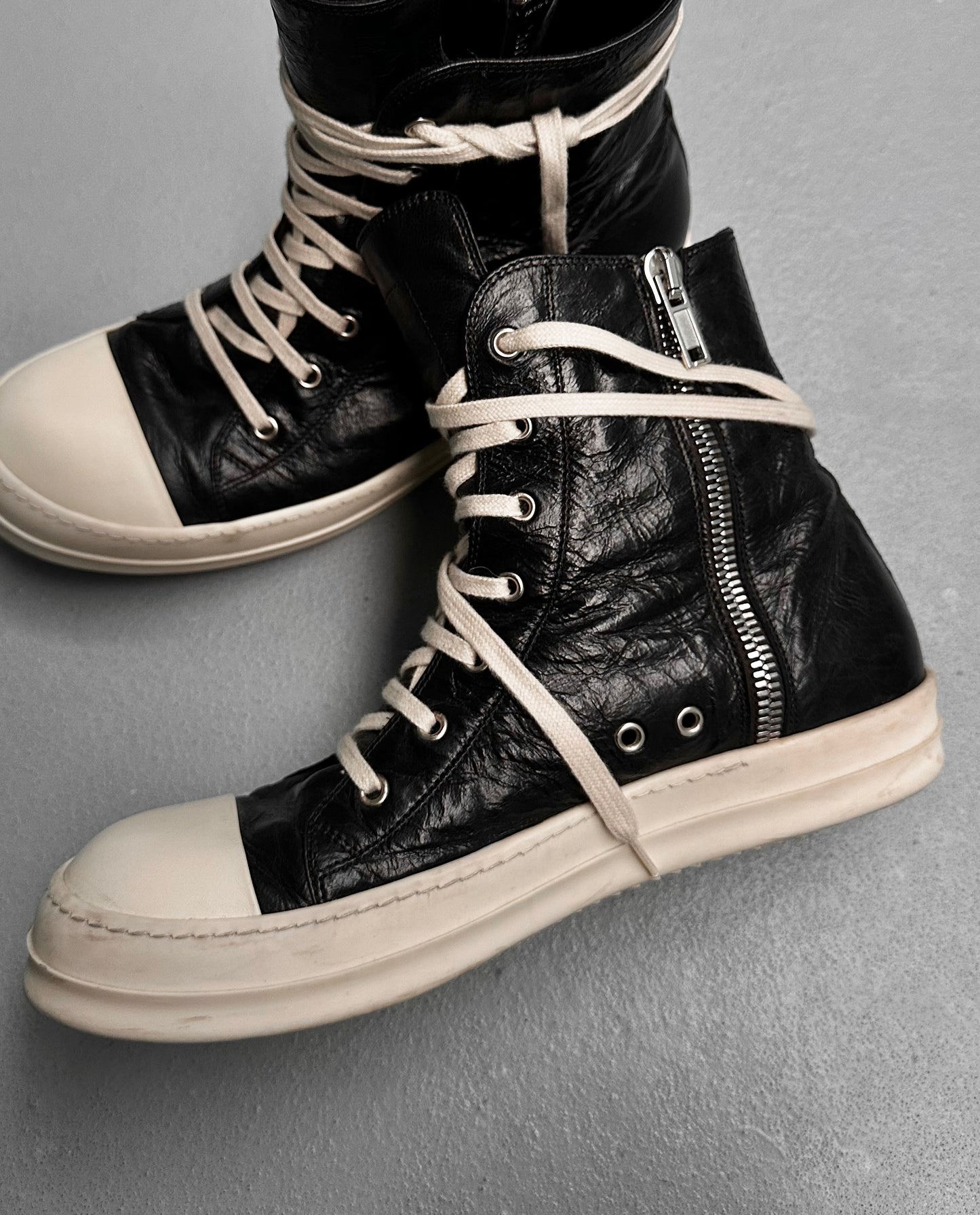 Rick Owens AW17 “GLITTER” Goatskin Leather Ramones Sneakers