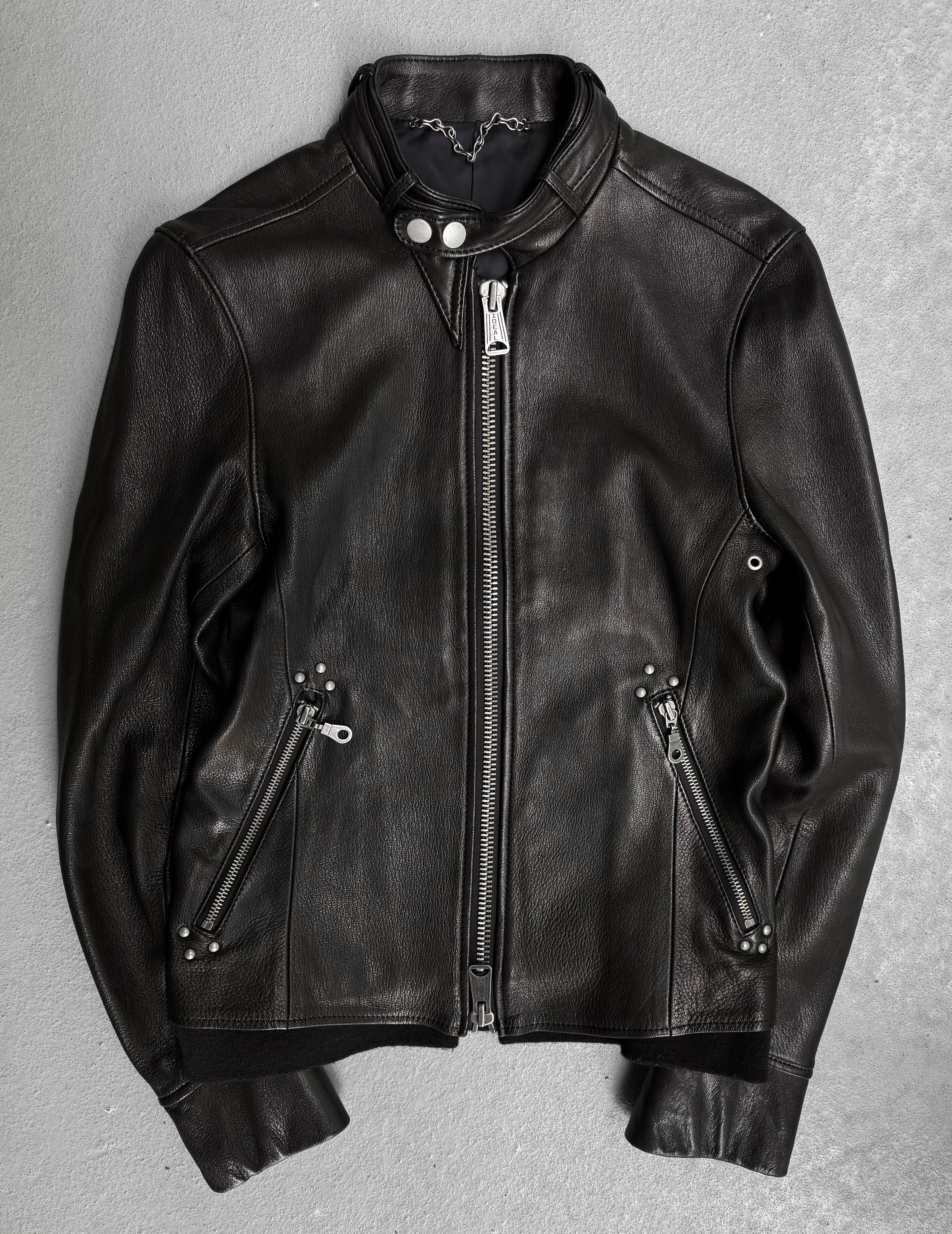 宇金桜 ✩˖°deru2828 Jacket レザージャケット　ブラック MiharaYasuhiro AW08 Deerskin Leather Studded Single Rider