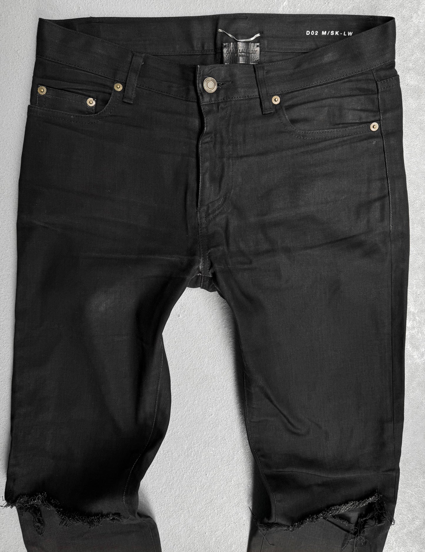 Saint Laurent Paris SS15 Light-wax ‘D02’ Ripped Knee Skinny Denim
