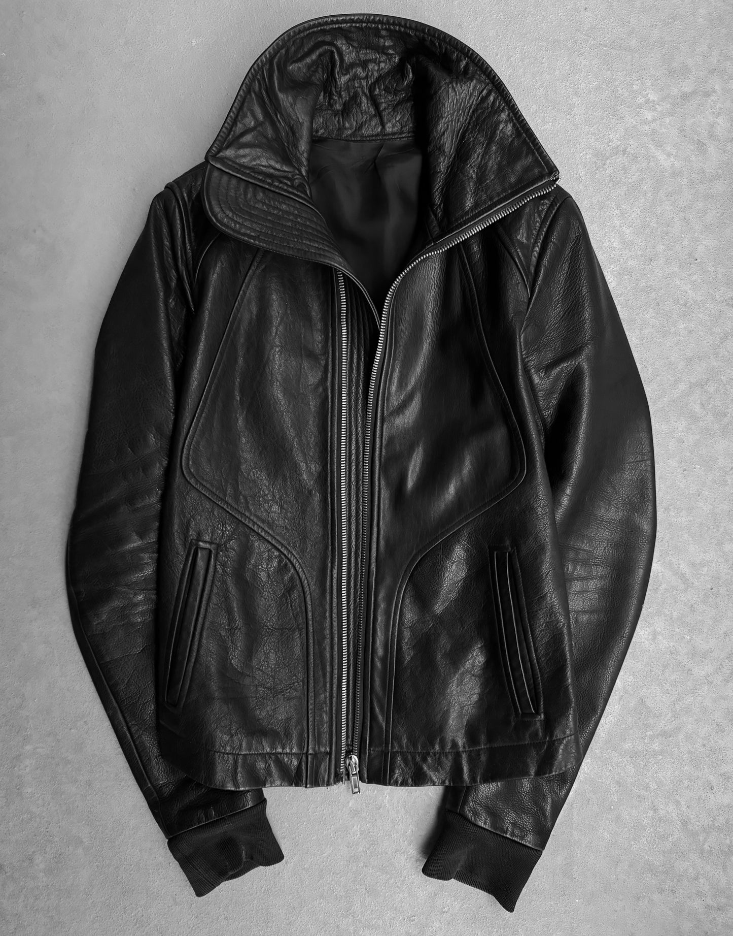 Rick Owens AW11 “LIMO” Oiled Calfskin Leather Intarsia Jacket