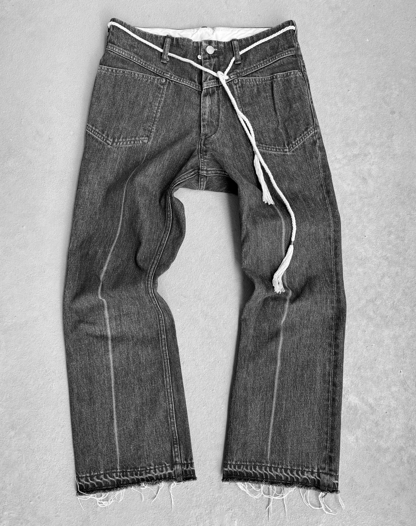 ATTACHMENT by Kazuyuki Kumagai SS20 Raw Hem Flare Bootcut 13.5oz Denim