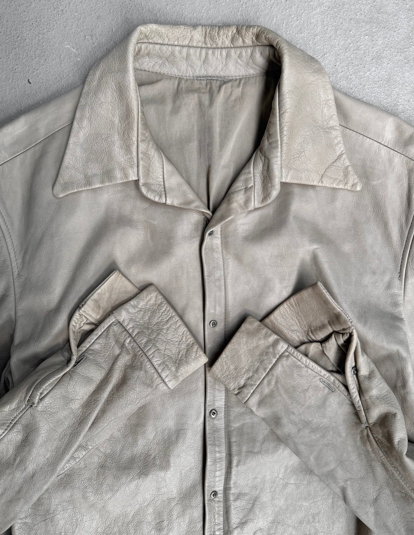 Capre Diem SS04 Grey Washable Cowhide Wrinkle Leather Shirt