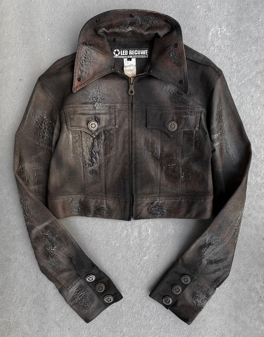 LED RECHWE Early 00s Crack Waxed ‘Arizona’ Cropped Trucker Jacket