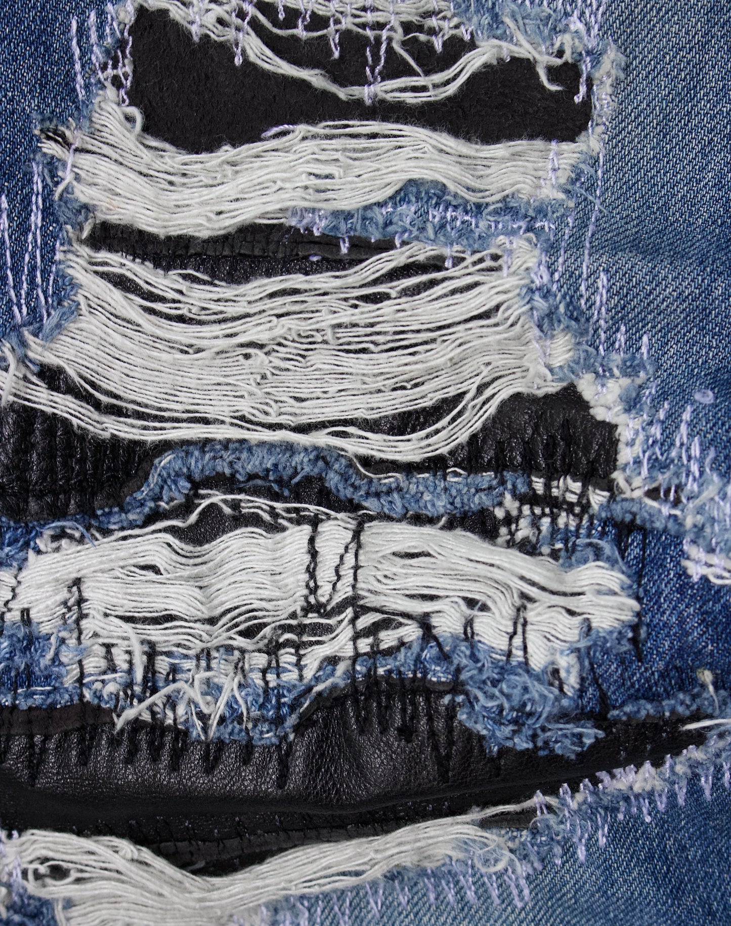 SHELLAC 00s ‘Crash’ Distressed Cowhide Patchwork Bootcut Denim