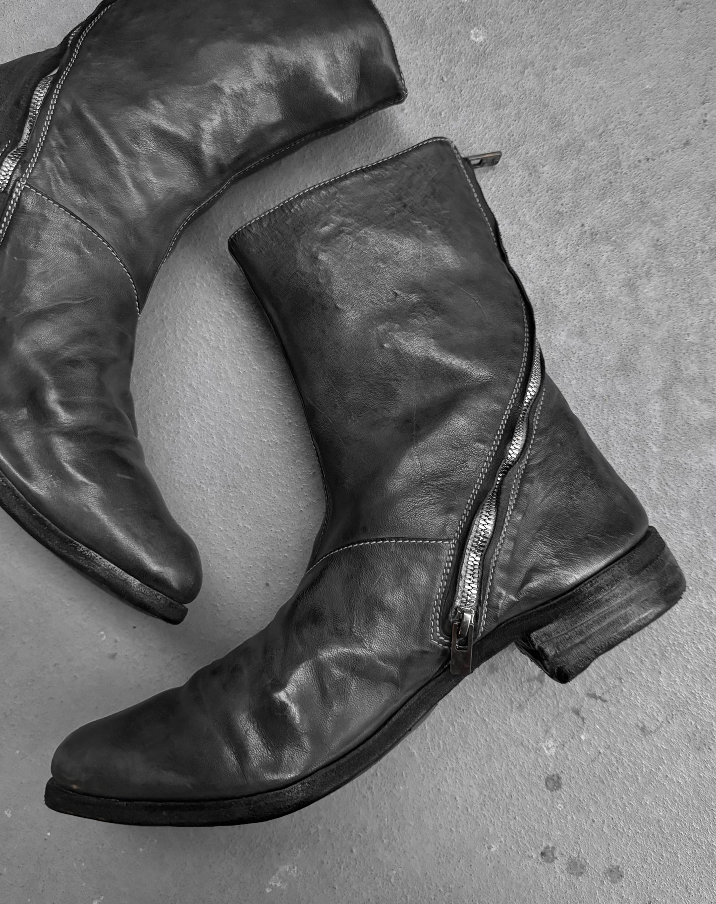 Carol Christian Poell ‘AM/2061L CORS-PTC/19’ Object-dyed Horse Leather Lined Tornado Zip Boots