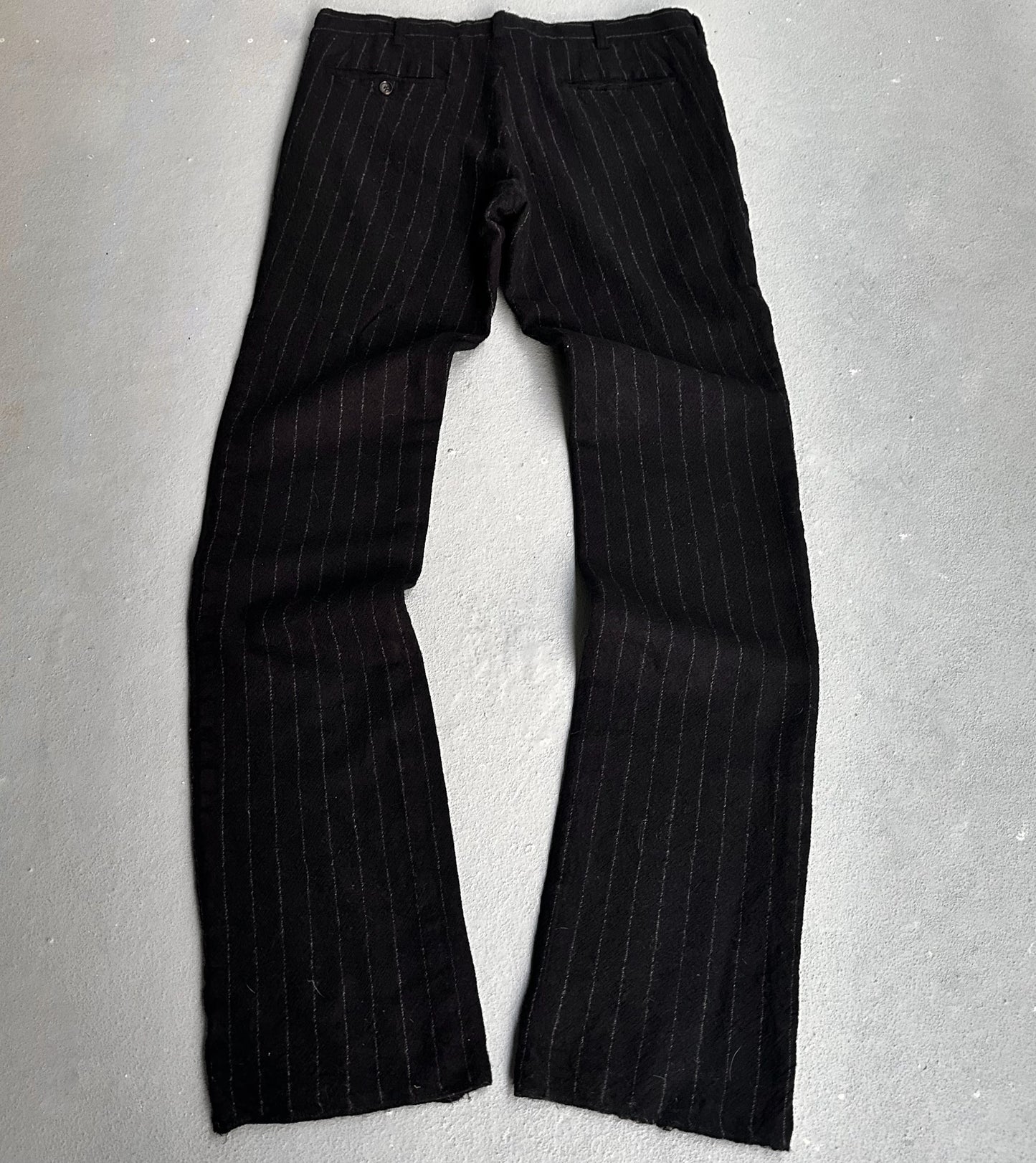 COMME des GARÇONS HOMME AW07 Boiled Wool Pinstripe Bootcut Trousers