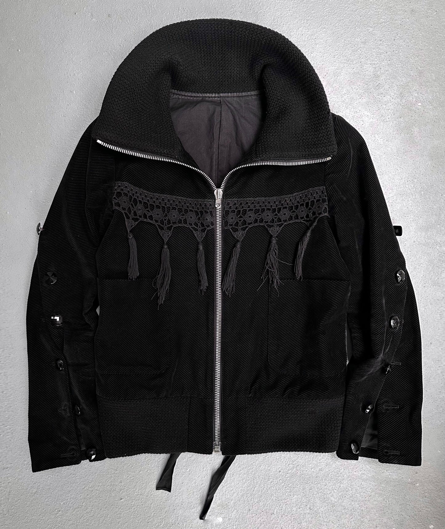 Number (N)ine Early 00s Cropped “Western” Tassels Zip-up Jacket