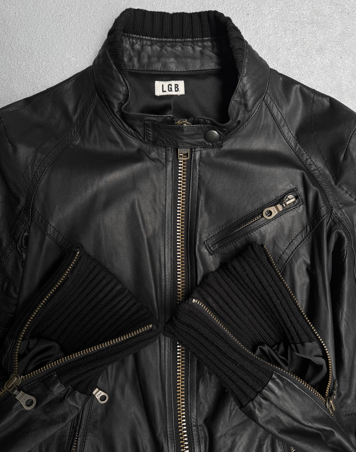 L.G.B. Early 00s Padded Cow Leather Rider Jacket