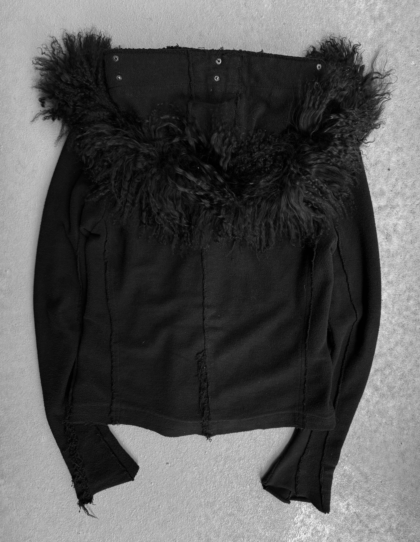 14thAddiction Black Fur Custom French Terry Cross-zip Hoodie
