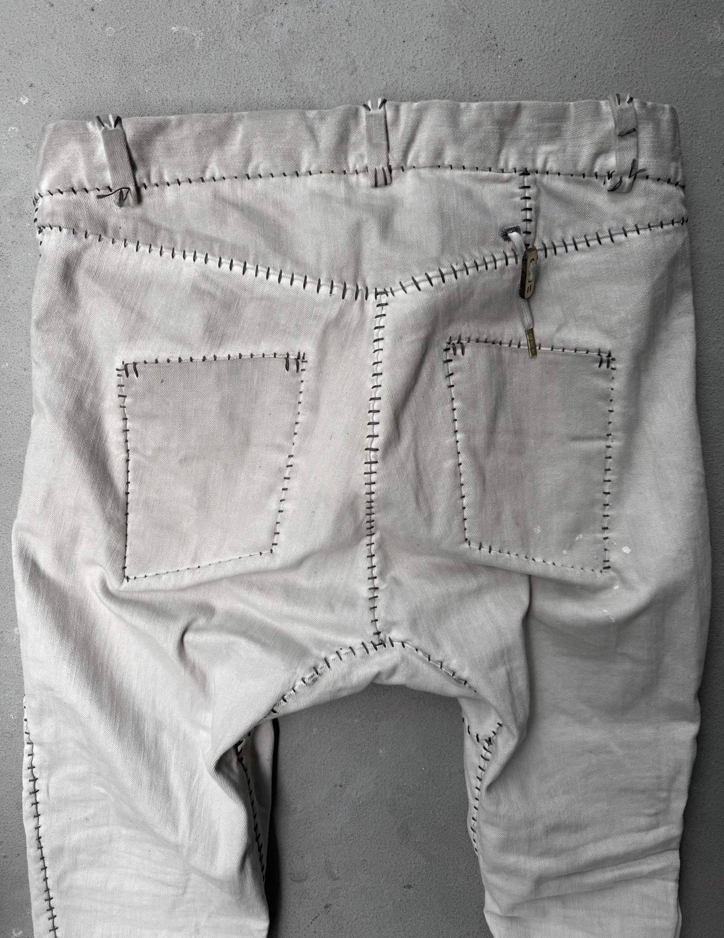 Boris Bidjan Saberi AW21 ‘P13.HS TF FKU10004’ Faded Light Grey Hand Stitch Resin-Dyed Denim