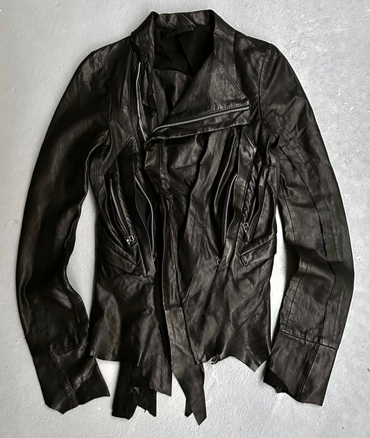 EKAM Early 00s Multi-pockets Asymmetrical Sheepskin Leather Double Rider Jacket