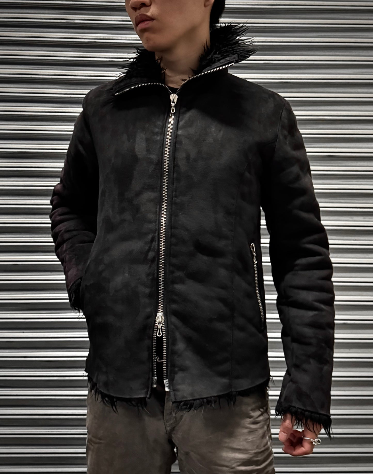 SHELLAC Early 00s Faux Shearling Rider Jacket