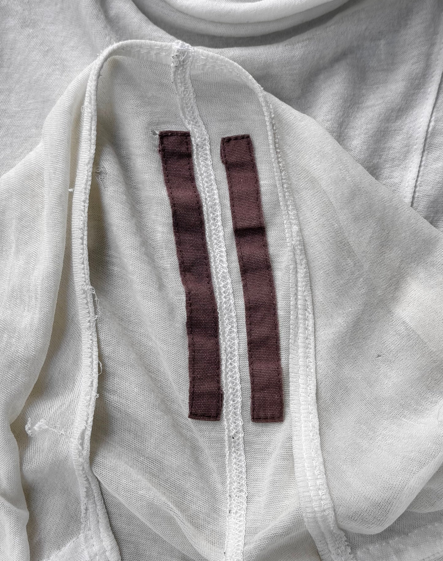 Rick Owens AW13 “PLINTH” Milk Asymmetrical Sheer T-shirt