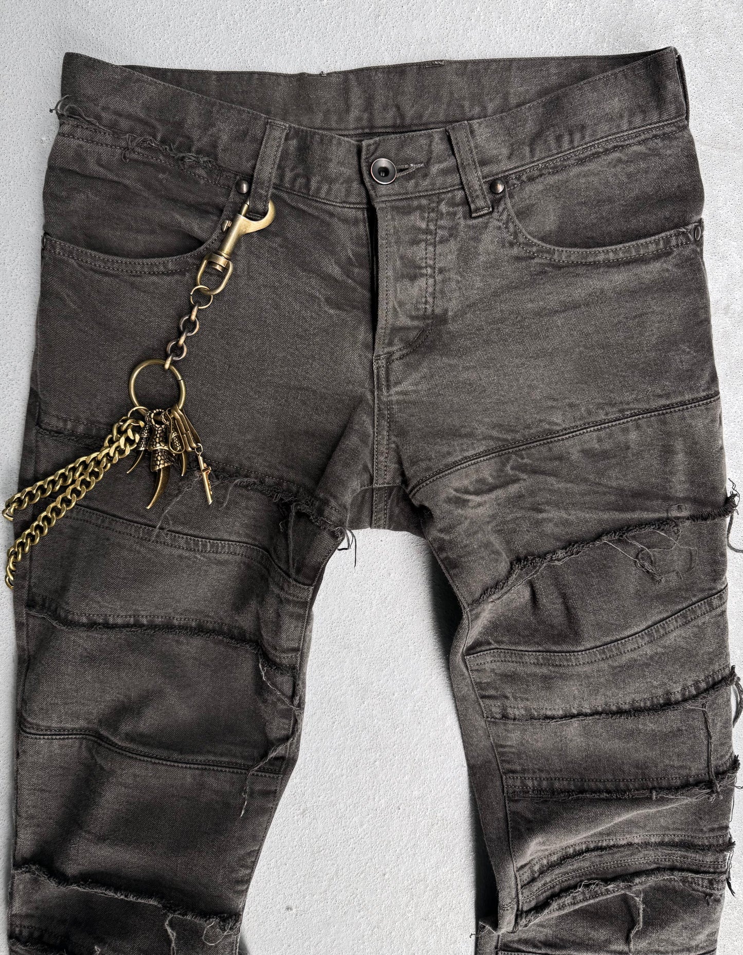 SHELLAC Early 00s Distressed Grey Hagi Slim Bootcut Denim
