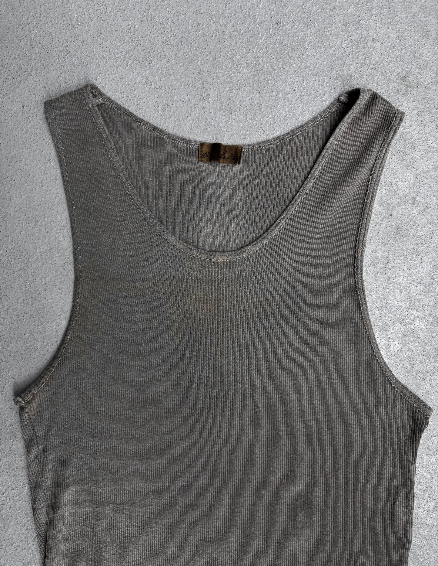 G.O.A Early 00s Distressed Cross Ribbed Cotton Tank Top
