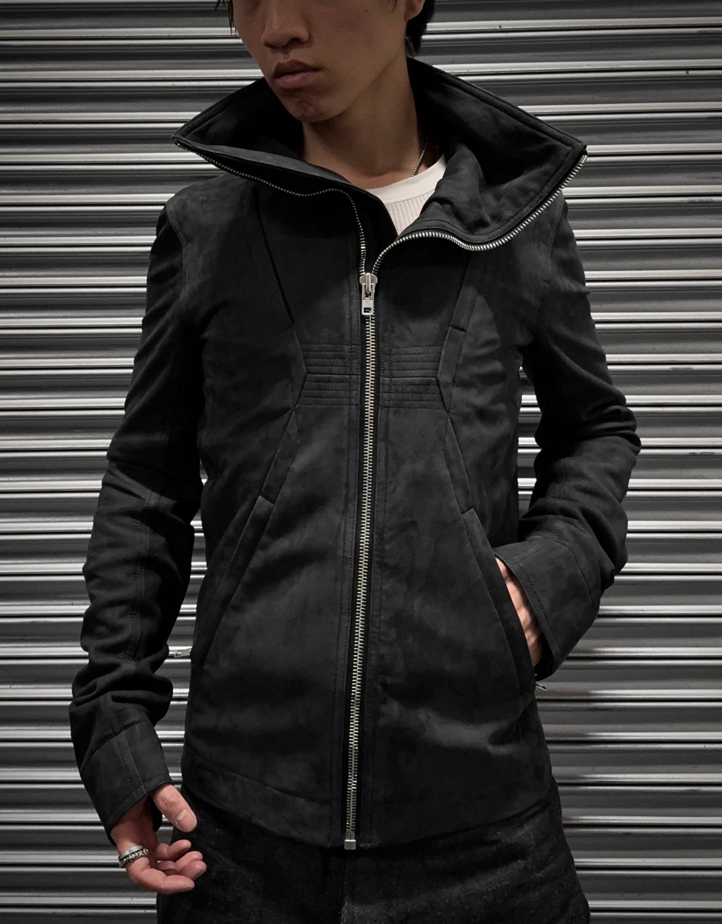 Rick Owens AW15 "SPHINX" Nubuck Lambskin Leather Geo Jacket