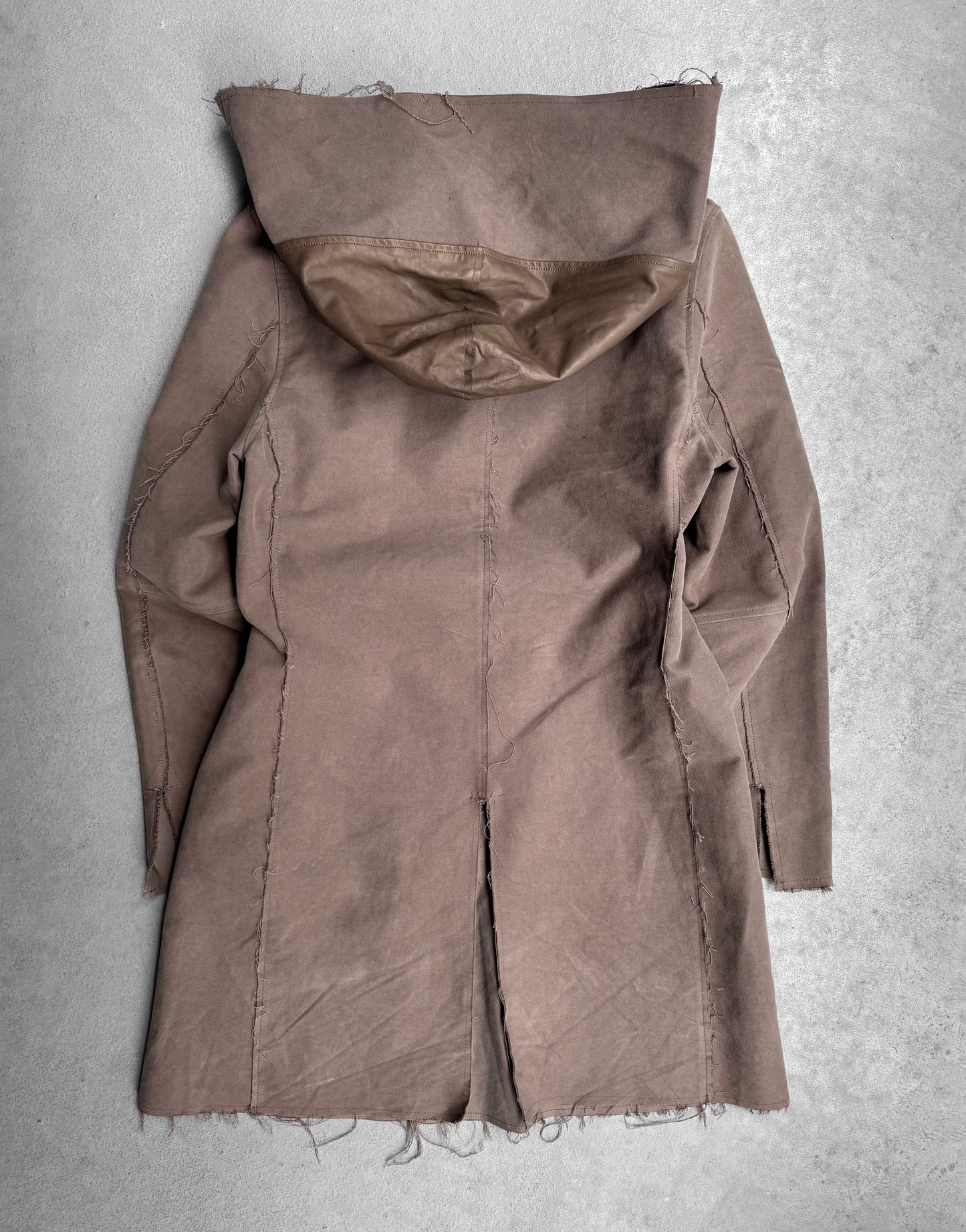 Isamu Katayama “BACKLASH” AW13 Dark Beige Lambskin Hooded Moleskin Coat