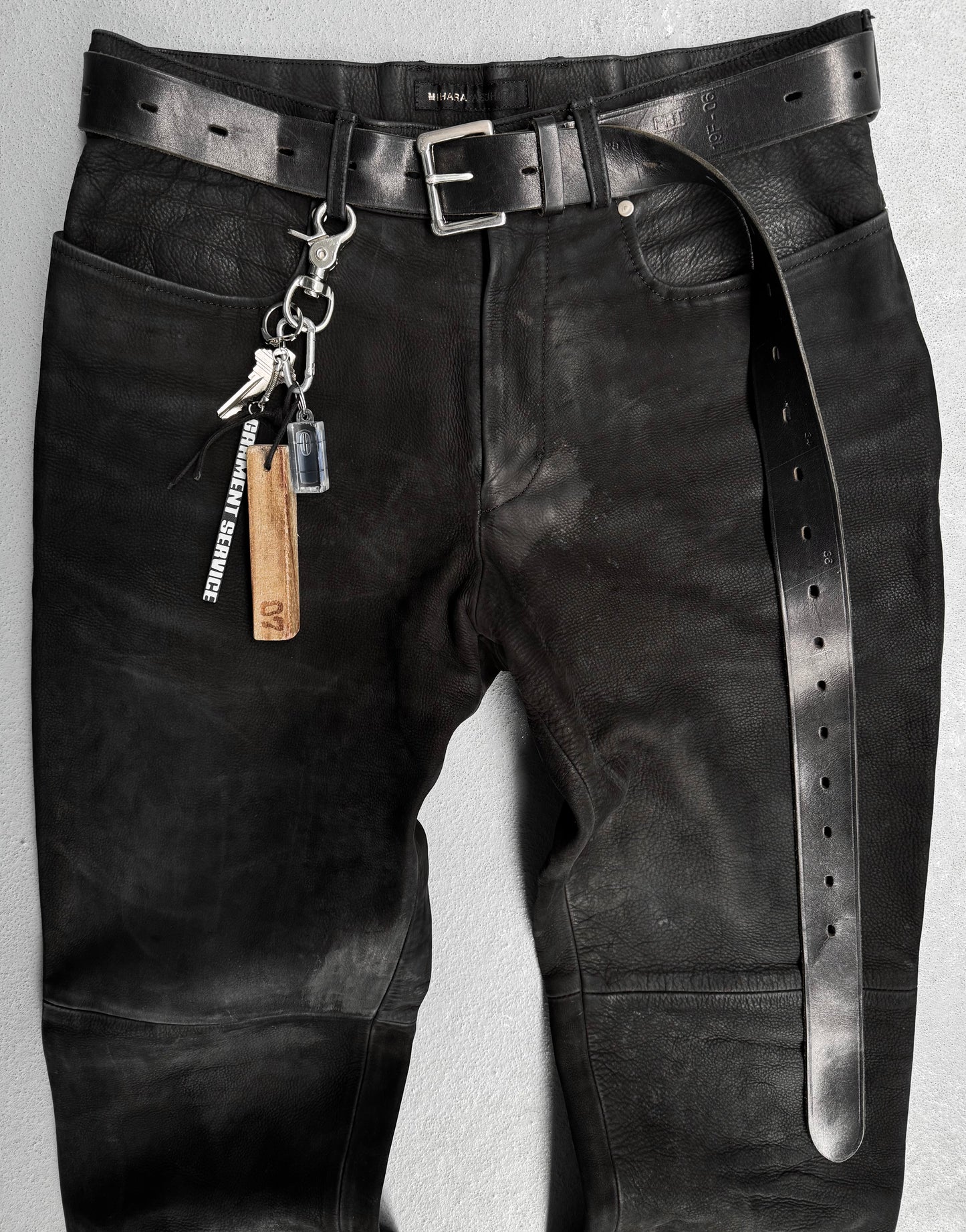 MiharaYasuhiro Late 90s Vegetable Tanned Cowhide Suede Leather Rider Pants