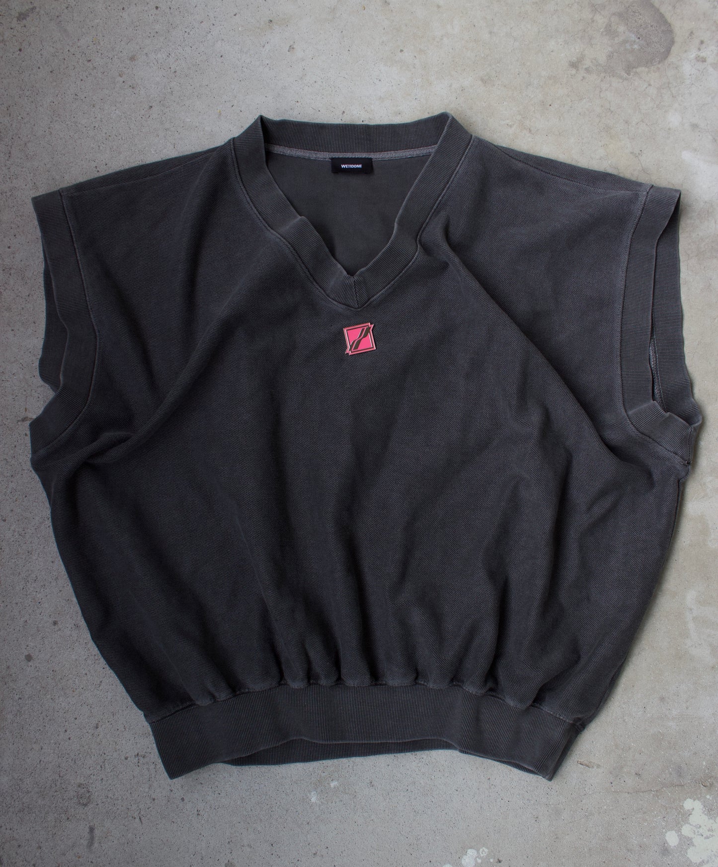 front shot WE11DONE Oversized Raglan V-neck Studded Vest