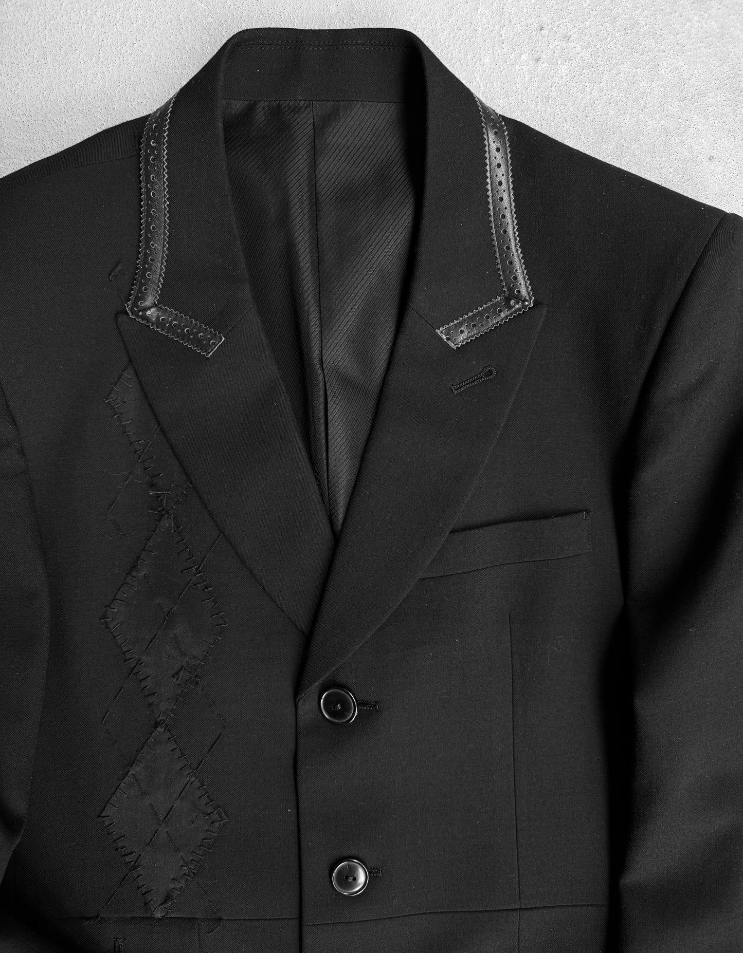 Number (N)ine AW06 “NOIR” Leather Trimmed Argyle Wool Coat