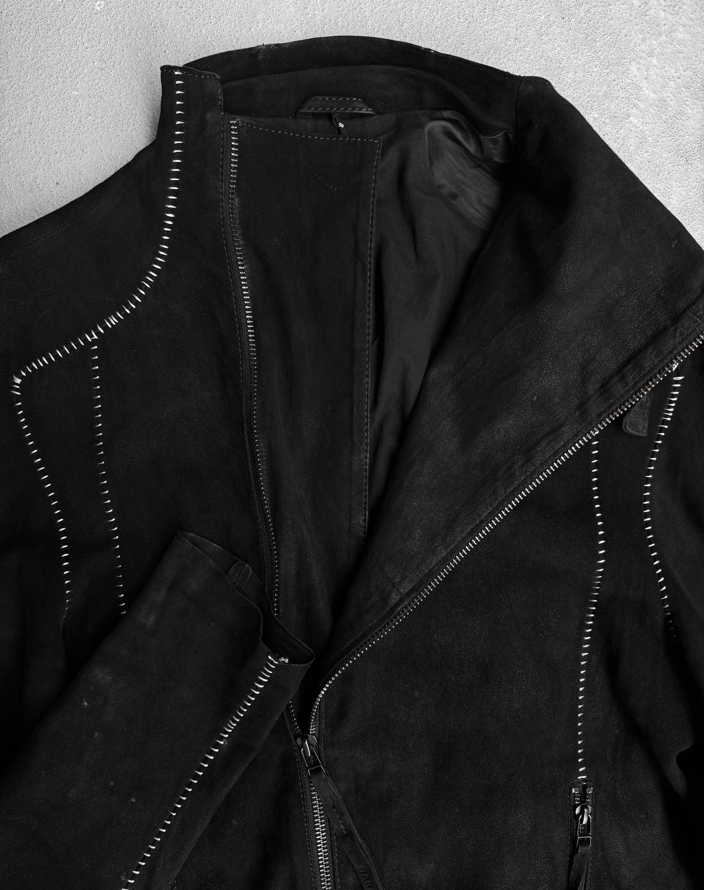 BARBARA I GONGINI SS17 Overlock Stitch Goatskin Suede Leather Jacket