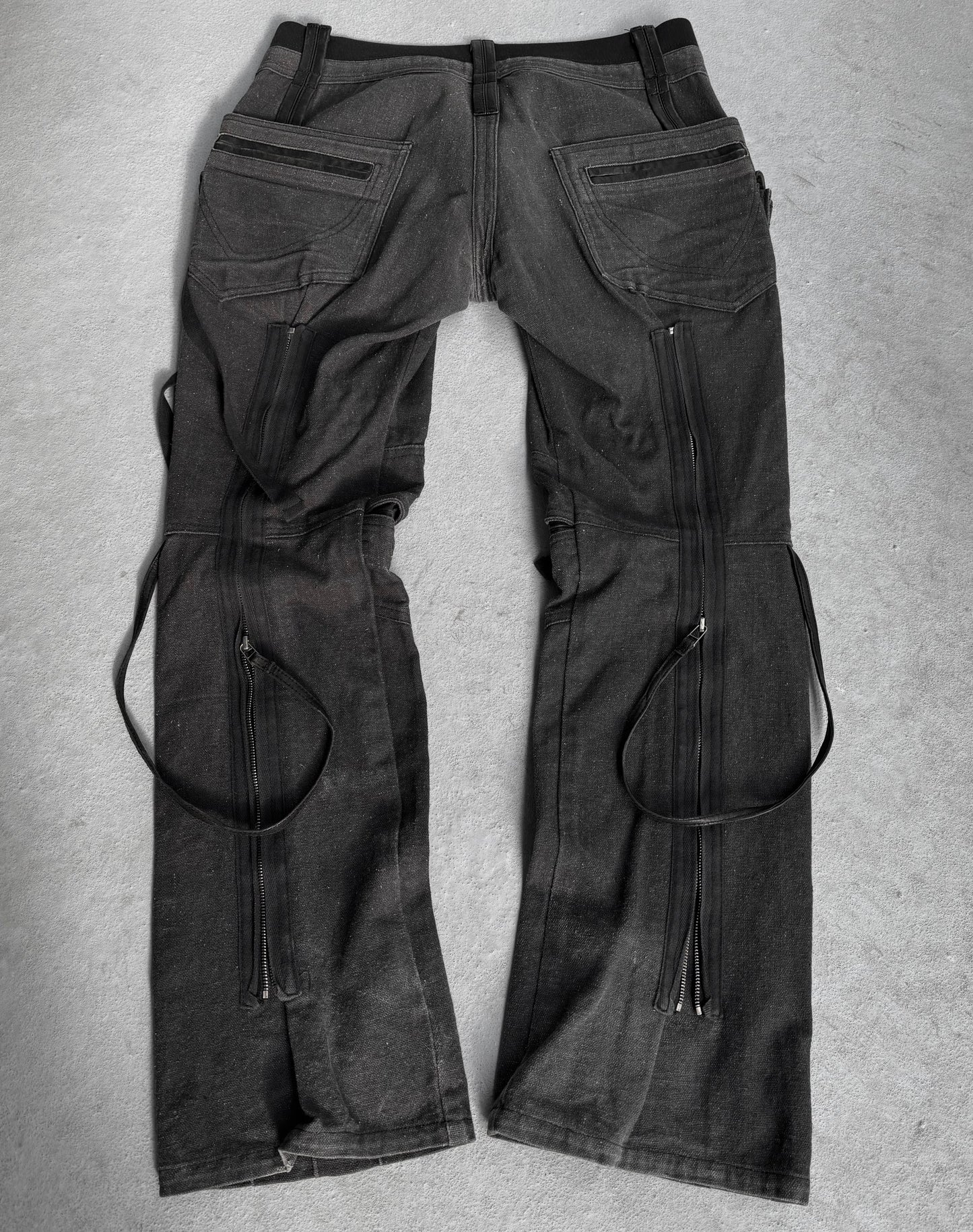 Yasuyuki Ishii Early 00s Bondage Sheepskin Leather Denim Cargo Pants