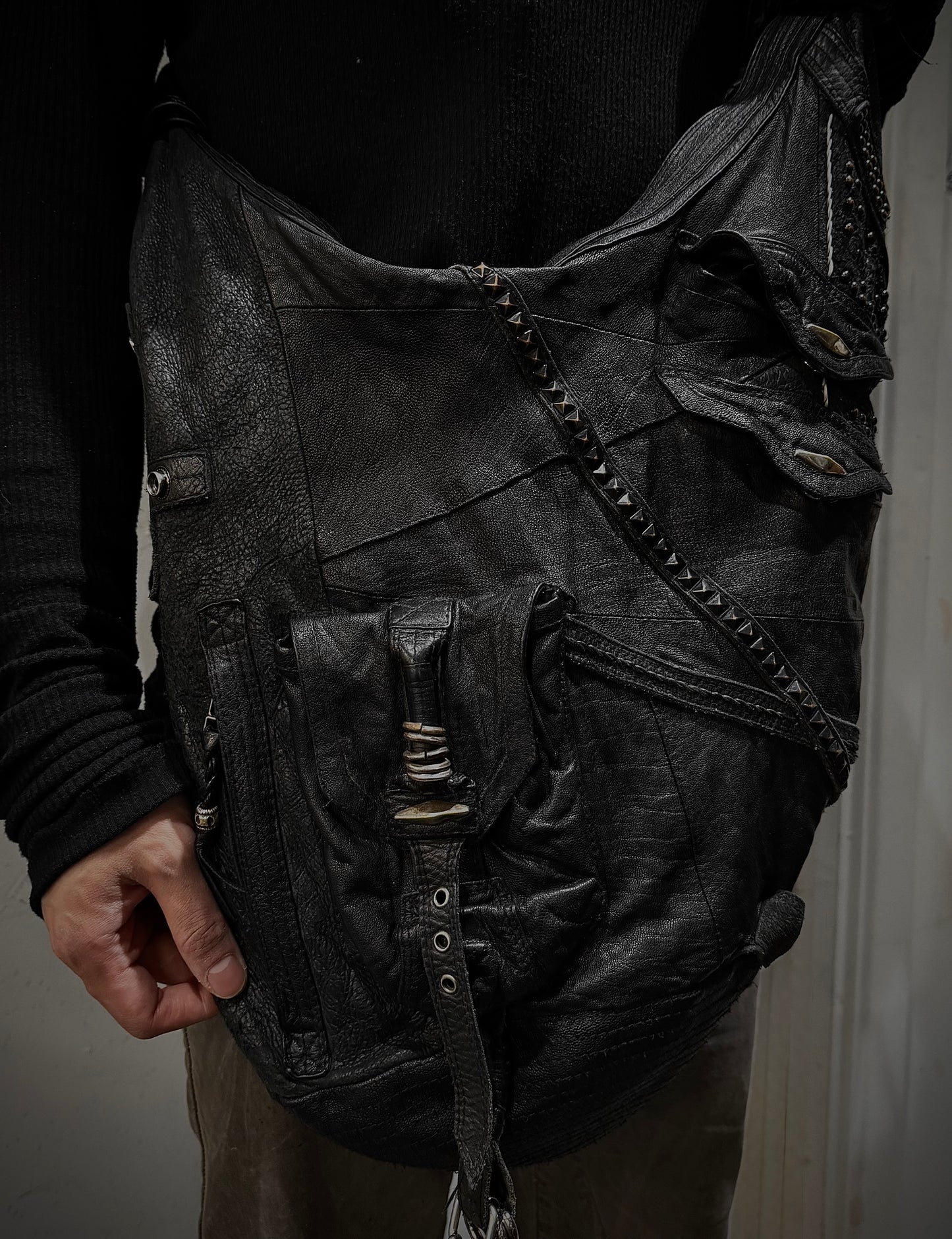 KMRii Early 00s Studded Leather Sling Bag