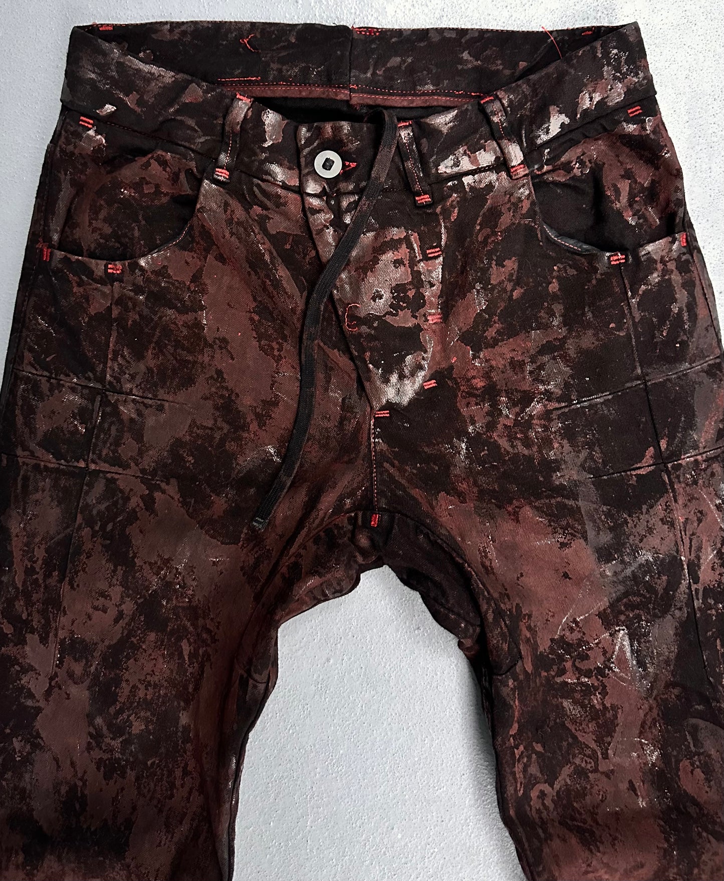 Boris Bidjan Saberi AW15-16 P13-RF ‘Blood Red’ Object Dyed J-cut Vinyl Waxed Denim