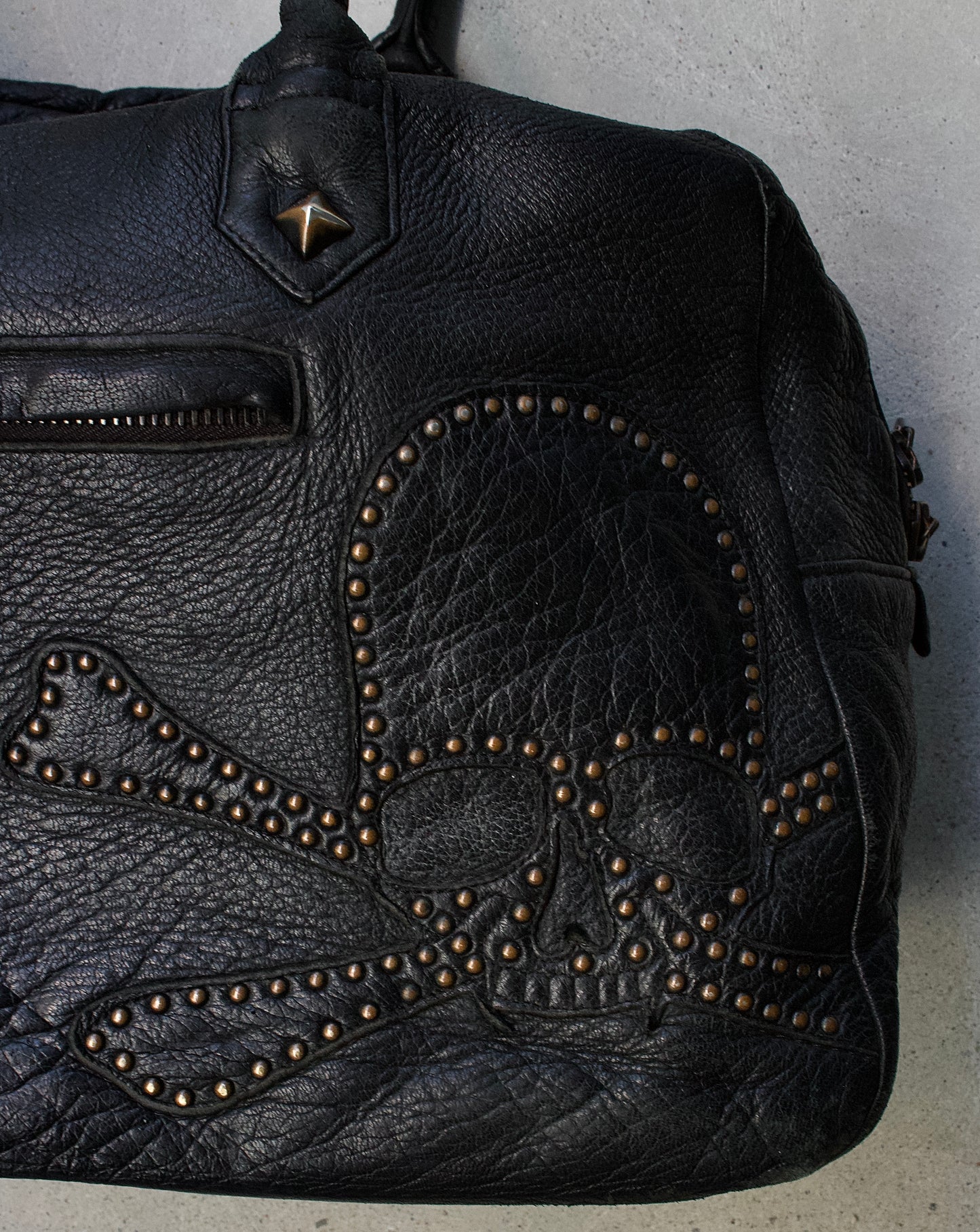 roen by Hiromu Takahara Early 00s Skull Studded Leather Bag