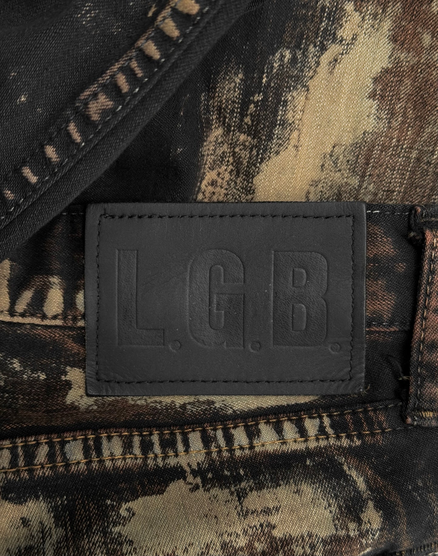 L.G.B. Early 00s 'MARS/S-WOLF/BR' Distressed Flare Mars Denim