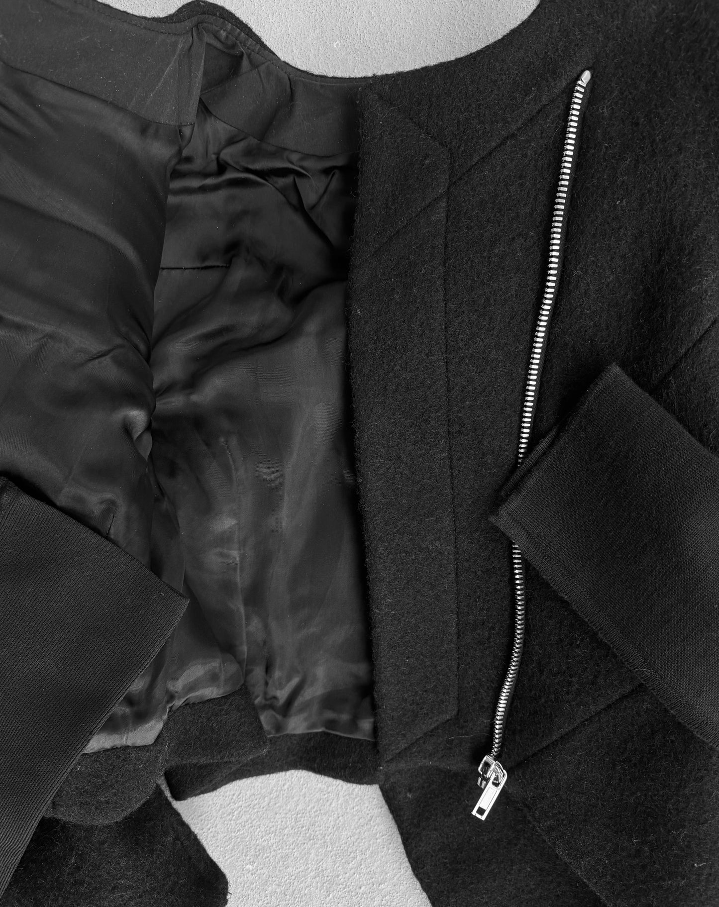 Rick Owens AW17 “GLITTER” Cropped Sculptural Hybrid Wool Jacket