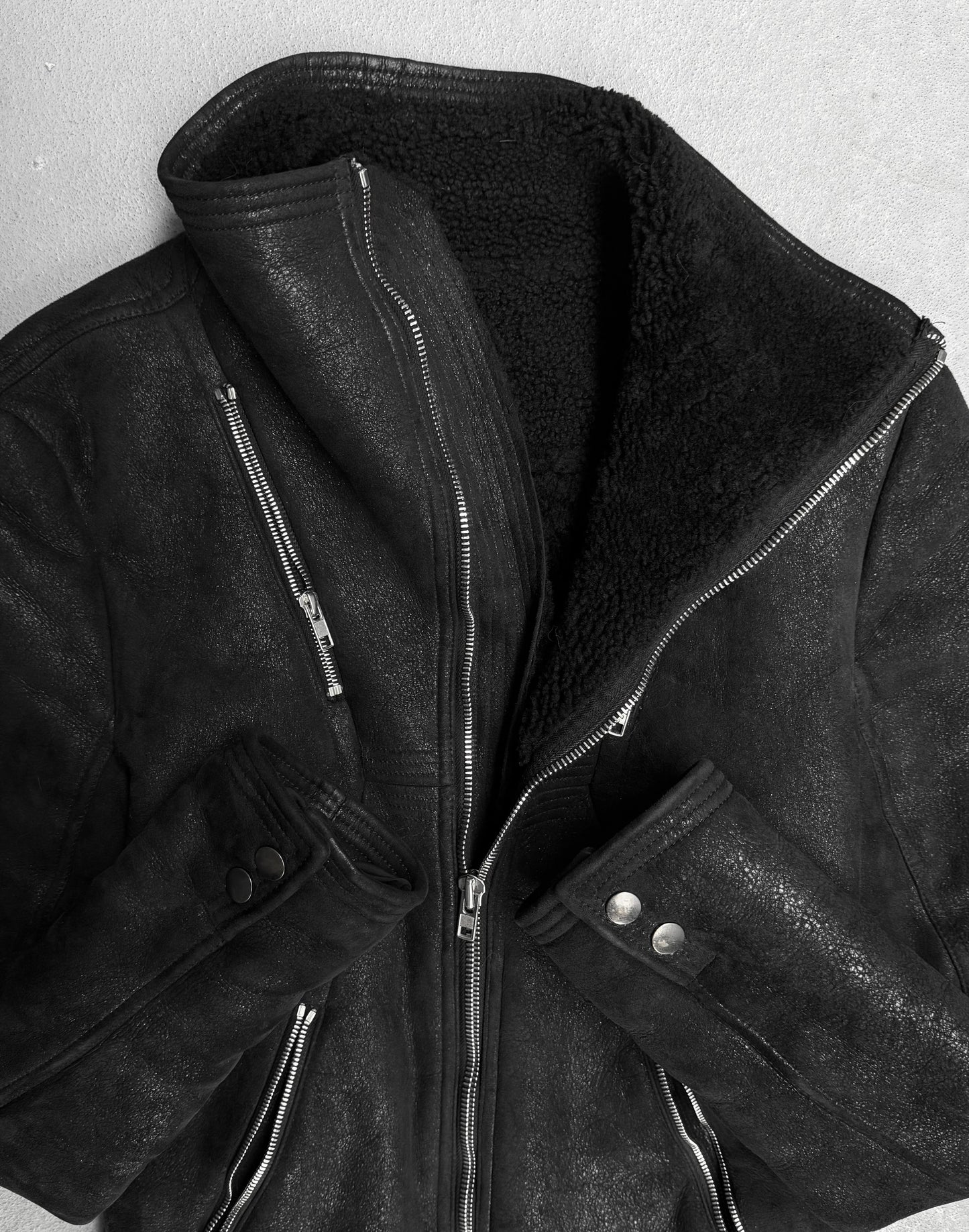 Rick Owens AW15 "SPHINX" Shearling Lamb Leather Geo Jacket