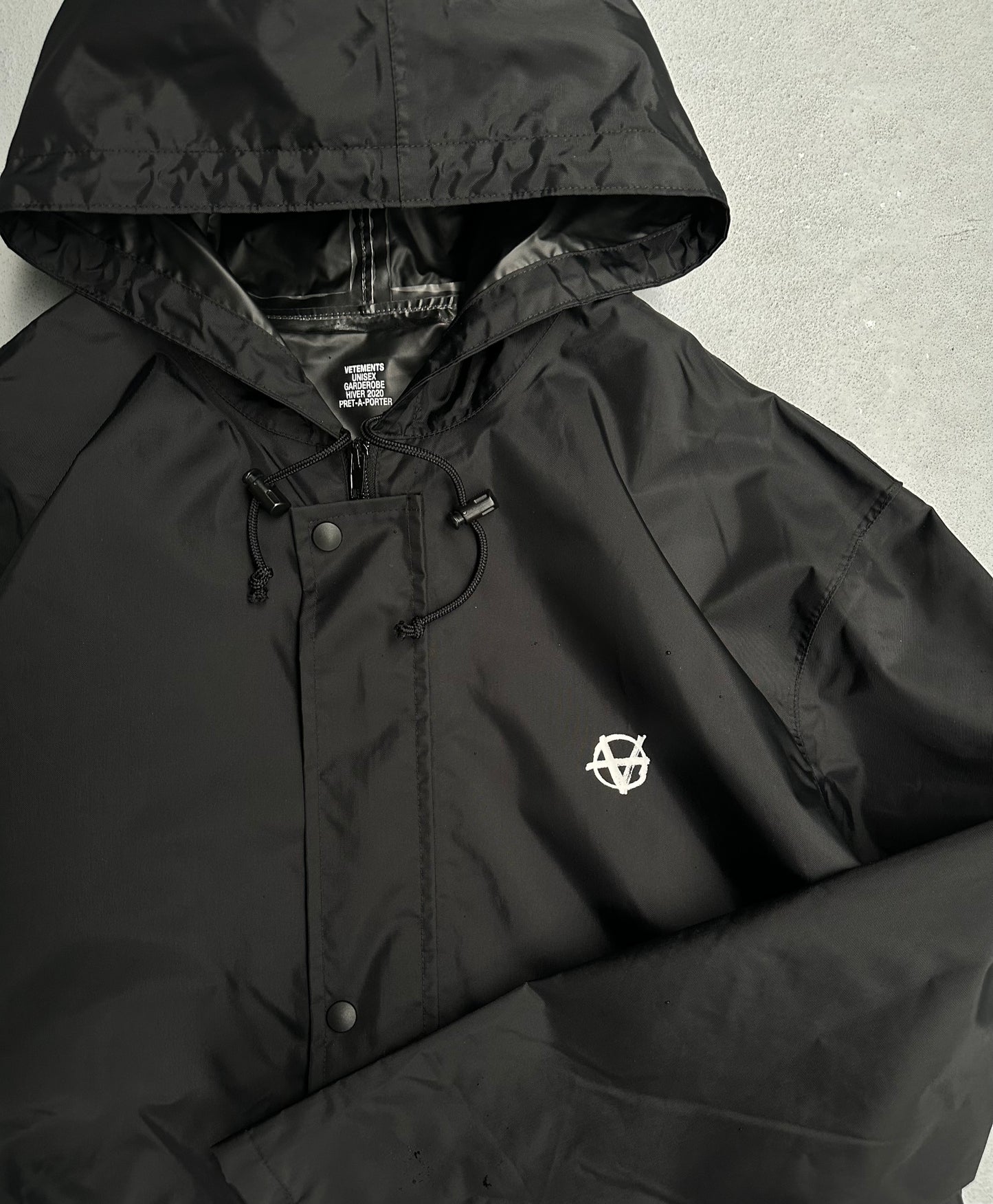 VETEMENTS AW20 ‘Anarchy’ Graphic Nylon Raincoat