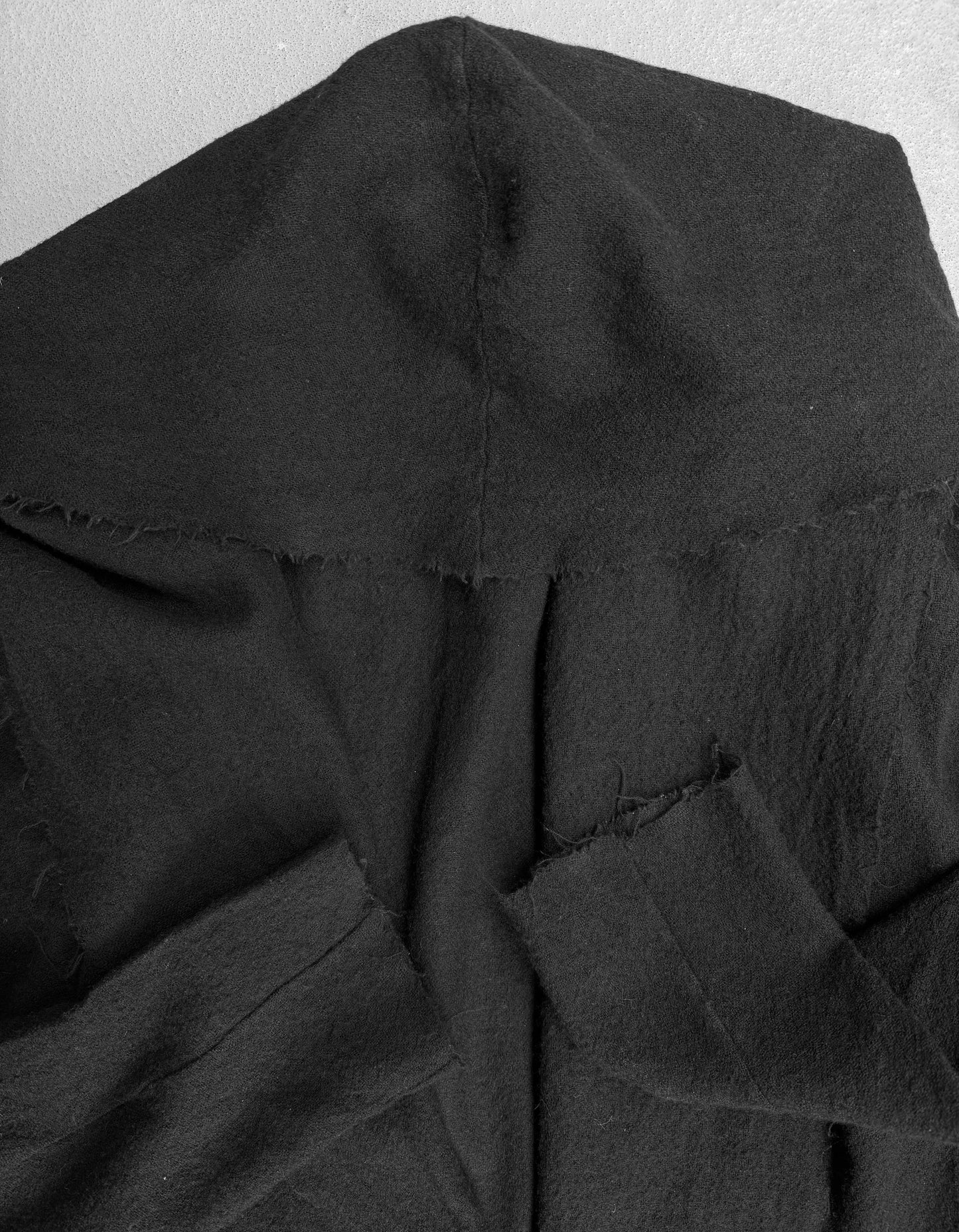 SHELLAC Early 00s Raw-Edge Drape Wool Hooded Coat
