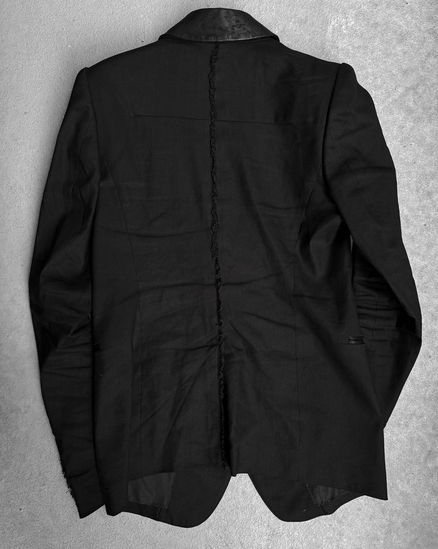 L.G.B. ‘JK-6’ Distressed Goat Leather Trim Cross Blazer