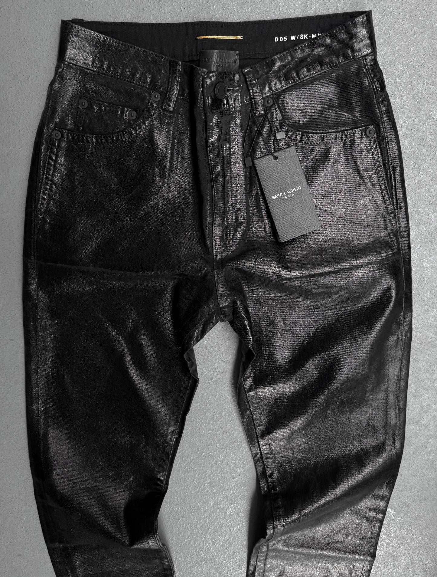 Saint Laurent Paris AW20 'D05' Vinyl Coated Skinny Denim