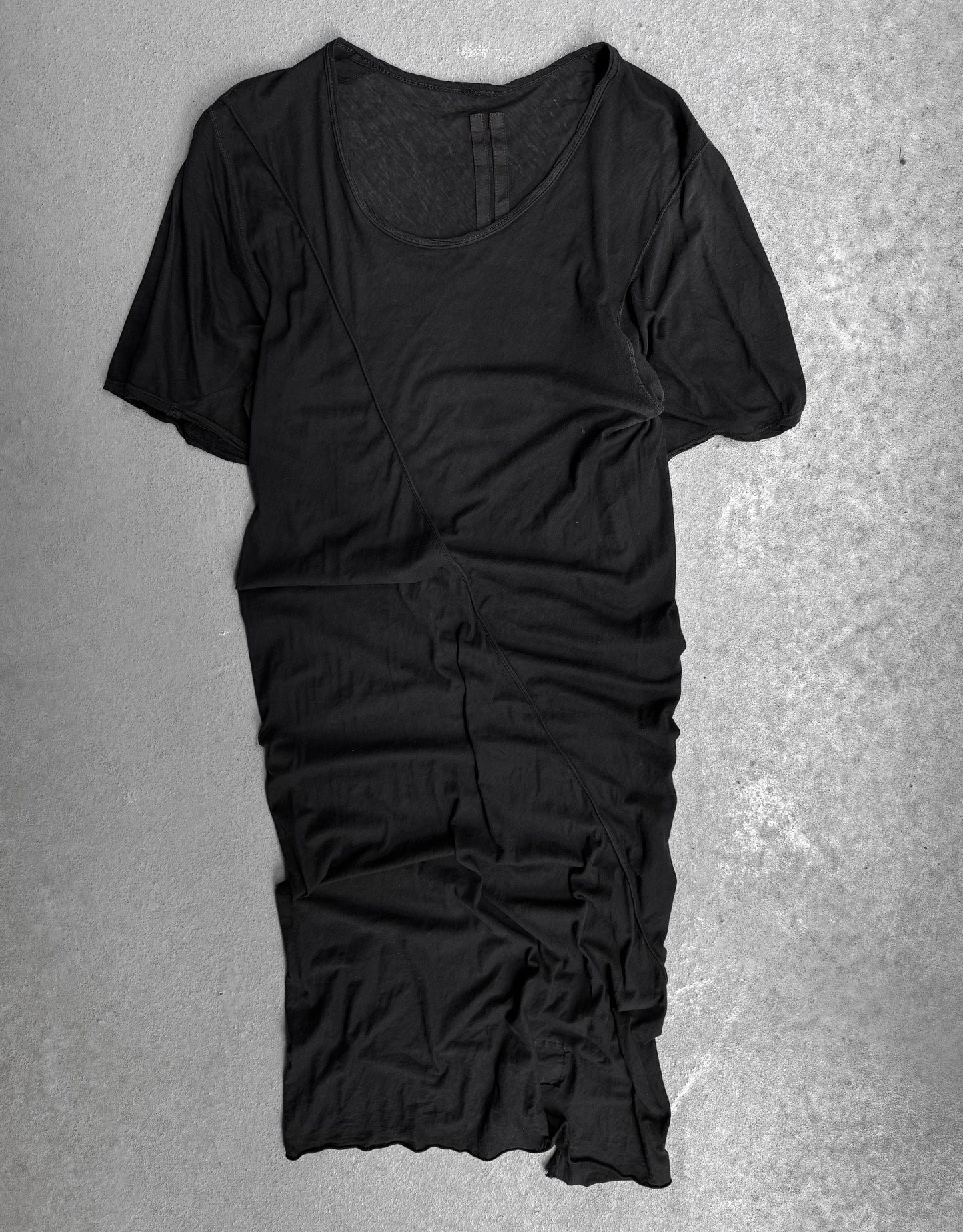 Rick Owens DRKSHDW Early 00s Black ‘Bias Cut’ Asymmetrical T-shirt
