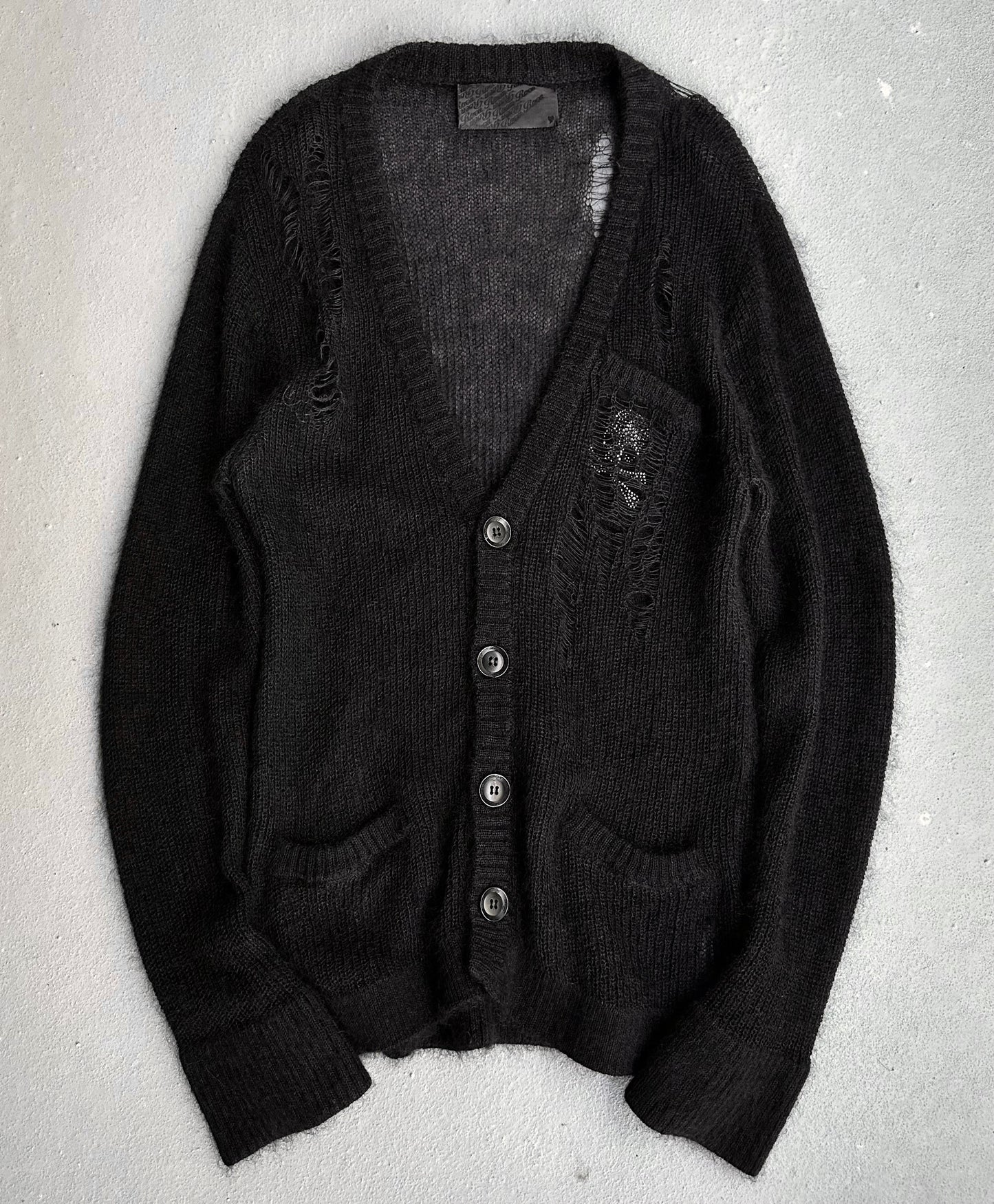 roen by Hiromu Takahara Early 00s Distressed Silk-blend Mohair Cardigan