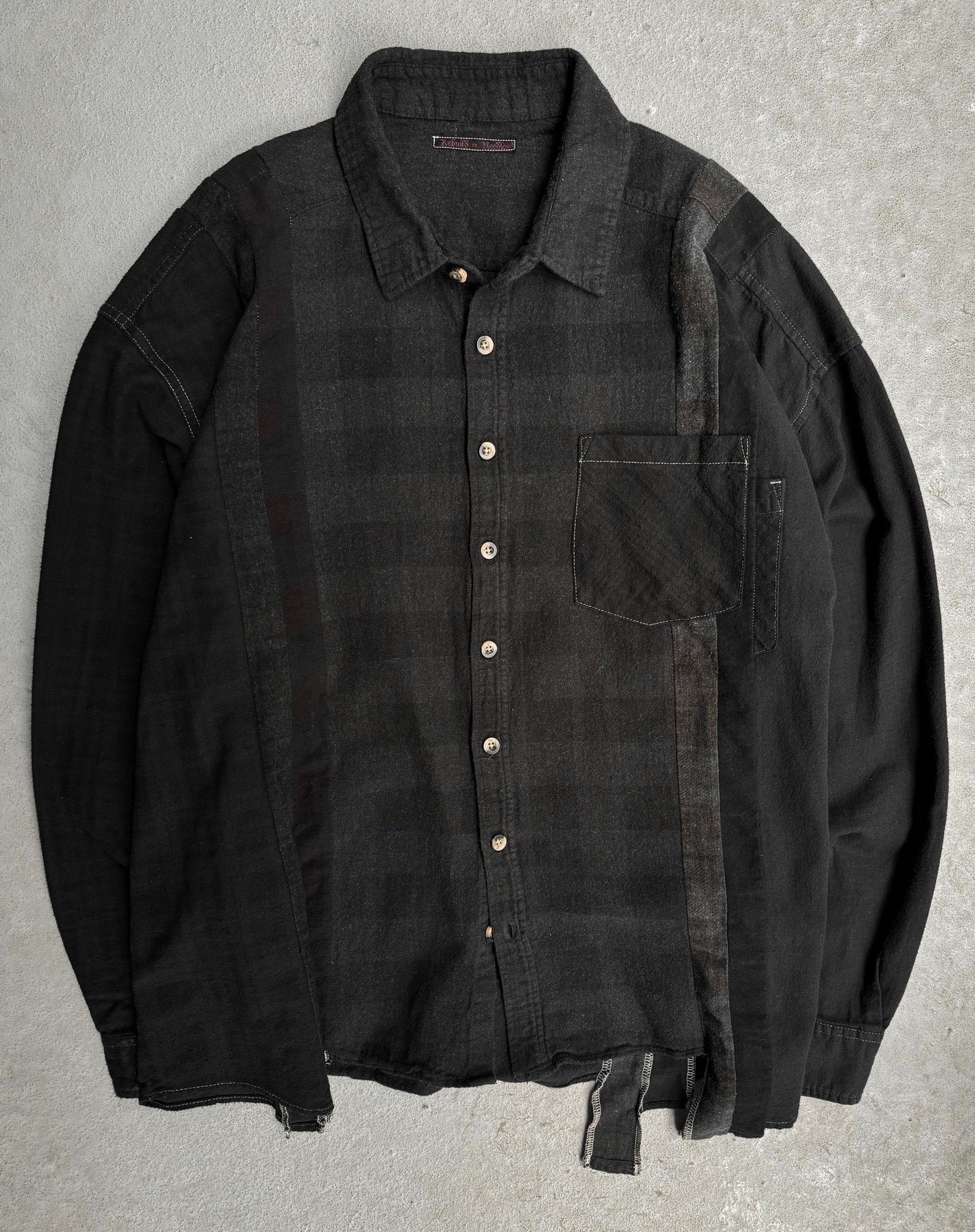 Rebuild by Needles 7-cut Reconstructed Black Plaid Flannel Shirts