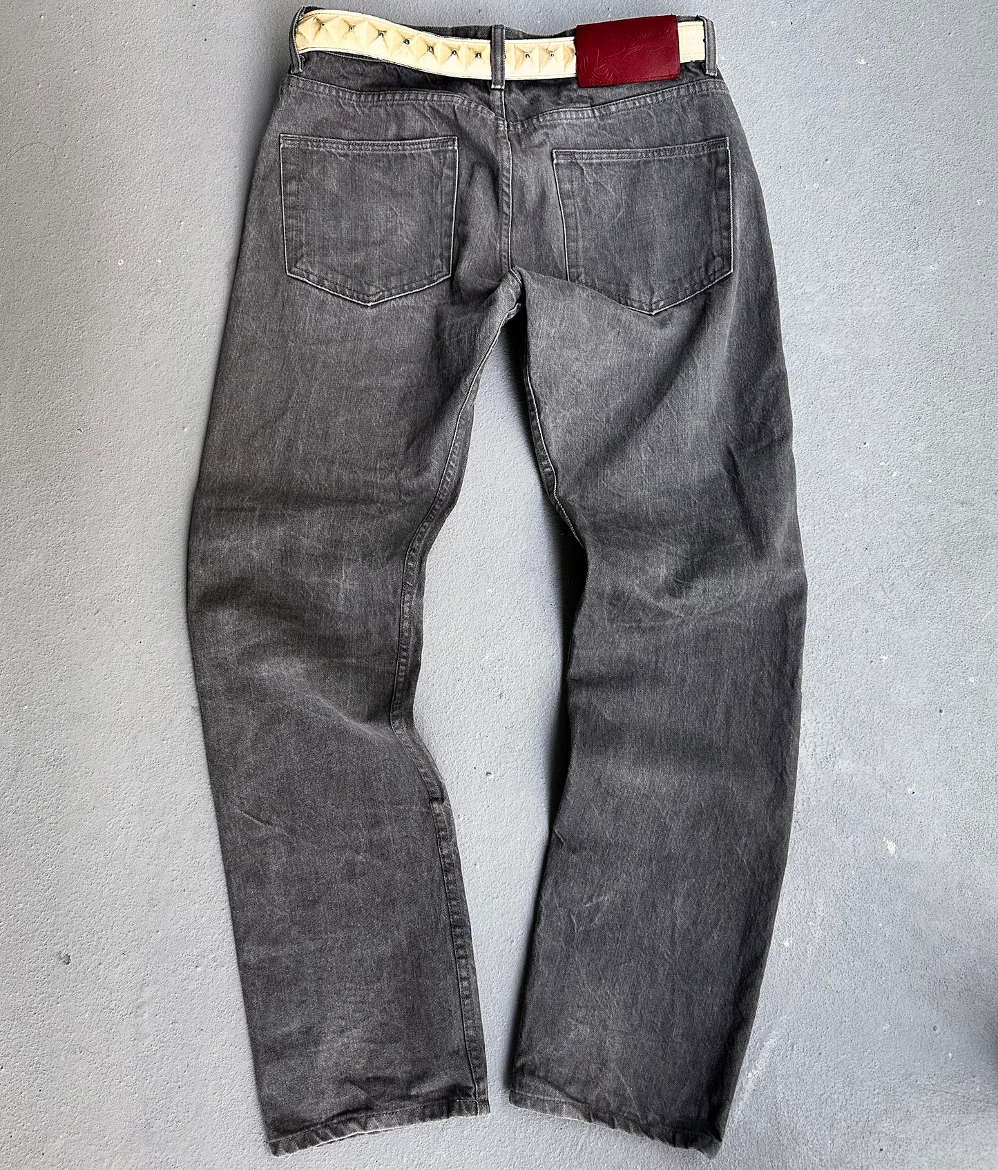 Naked & Famous Denim Washed Grey Selvage Bootcut Denim