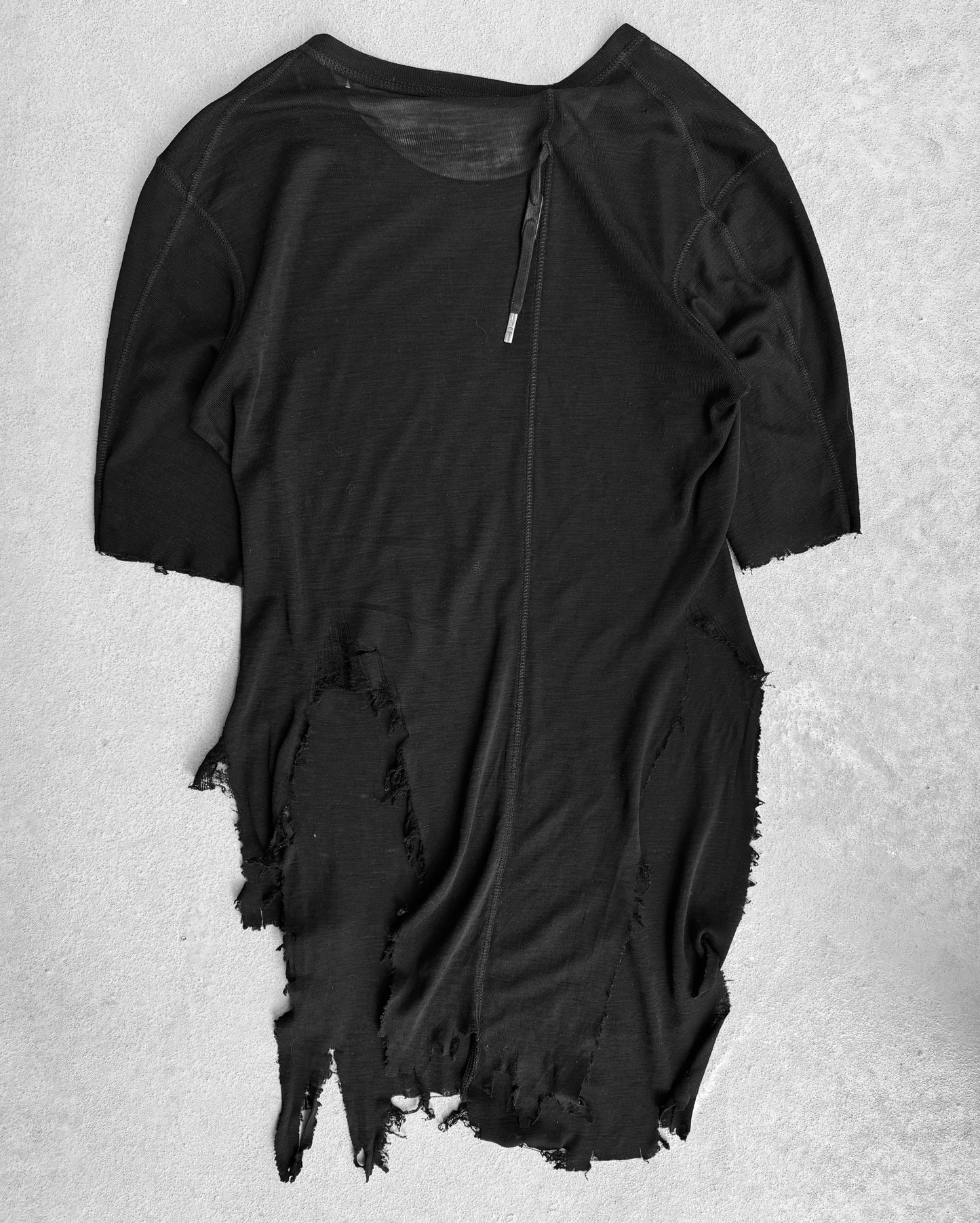 Boris Bidjan Saberi SS15 Black Object-dyed Asymmetrical Cashmere Knitted T-shirt