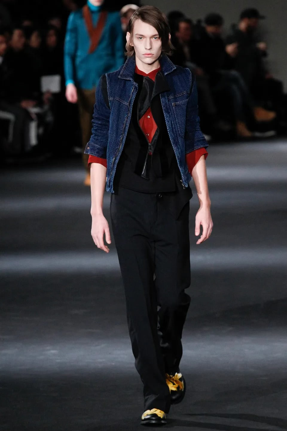 Ann Demeulemeester AW16 Indigo Herringbone Weaved Denim Trucker Jacket