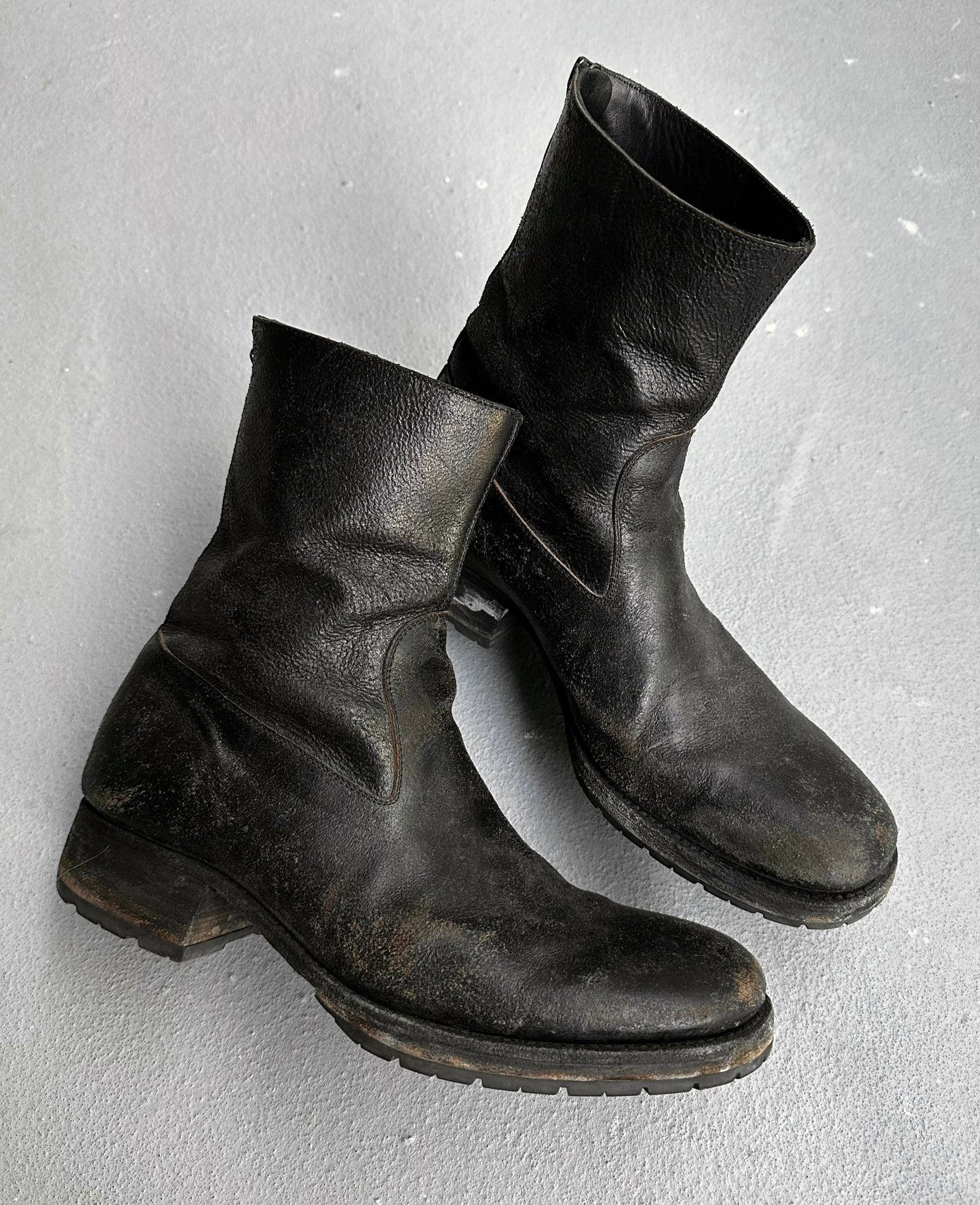 Carpe Diem AW06-07 S21M Reverse Horsehide Leather Back-zip Boots